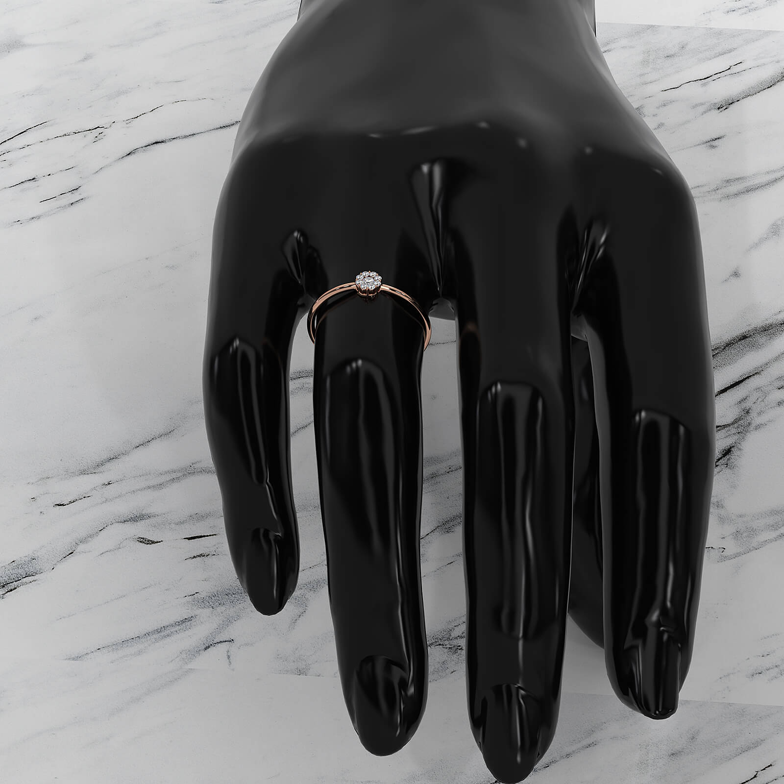 Minimalist Petite Halo Round Lab Diamond Fashion Ring 0.08ctw.