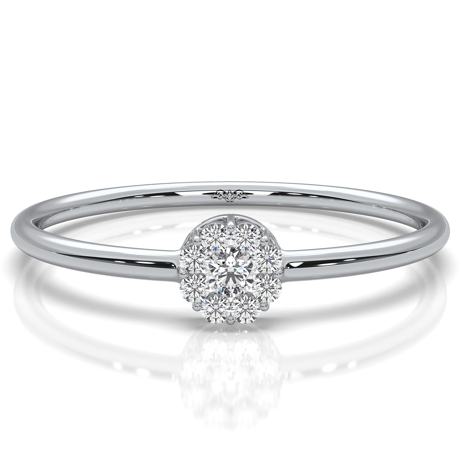 Minimalist Petite Halo Round Lab Diamond Fashion Ring 0.08ctw.