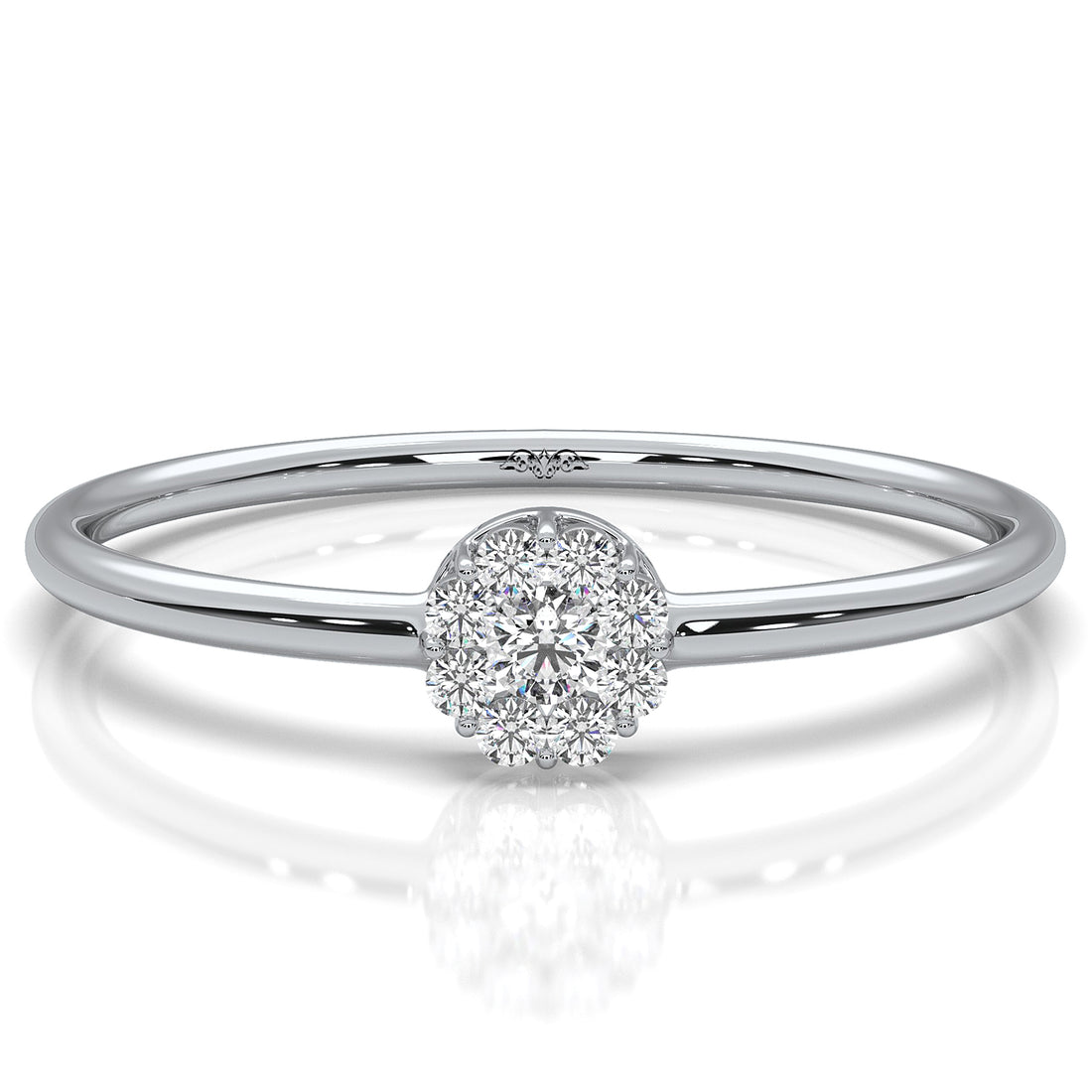 Minimalist Petite Halo Round Lab Diamond Fashion Ring 0.08ctw.