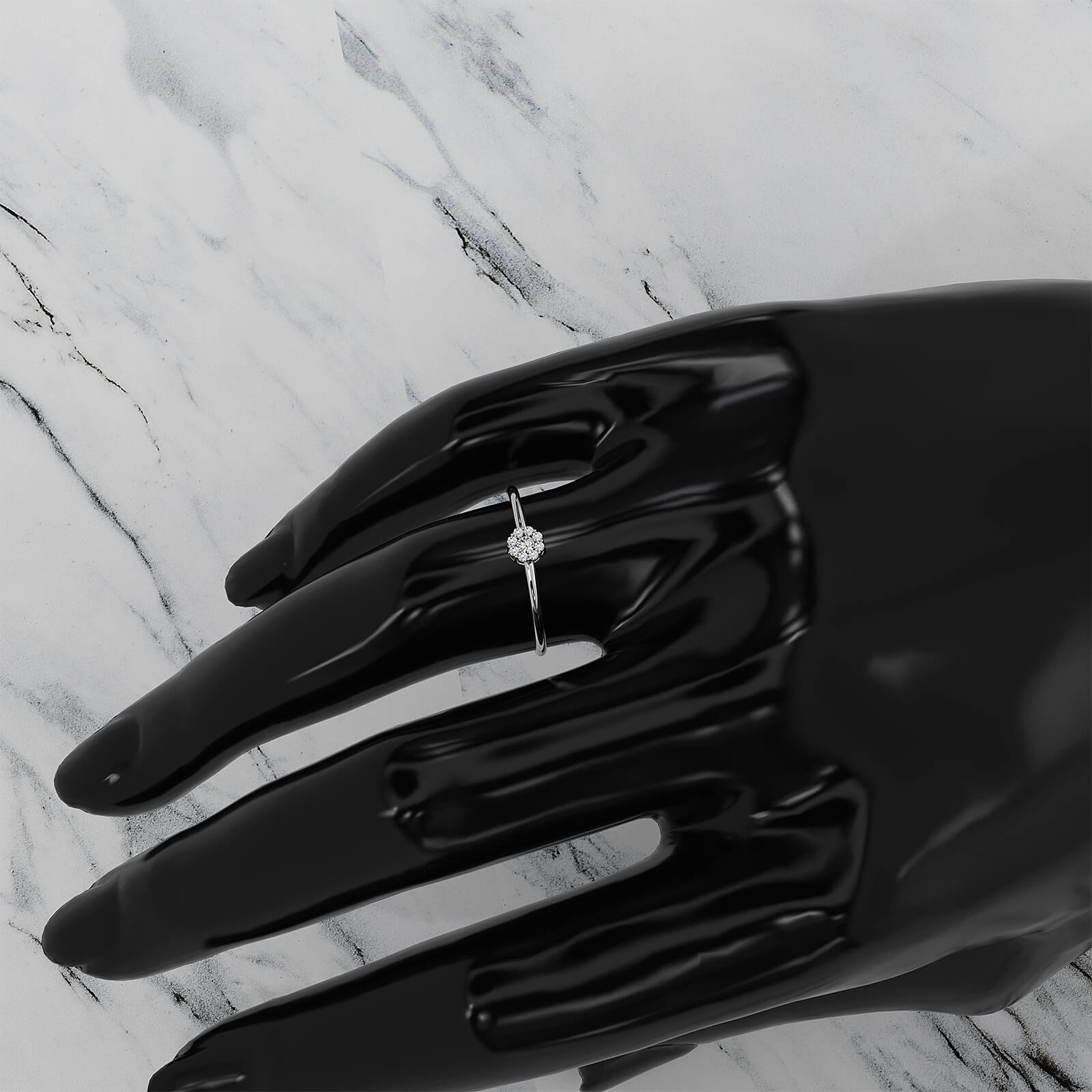 Minimalist Petite Halo Round Lab Diamond Fashion Ring 0.08ctw.