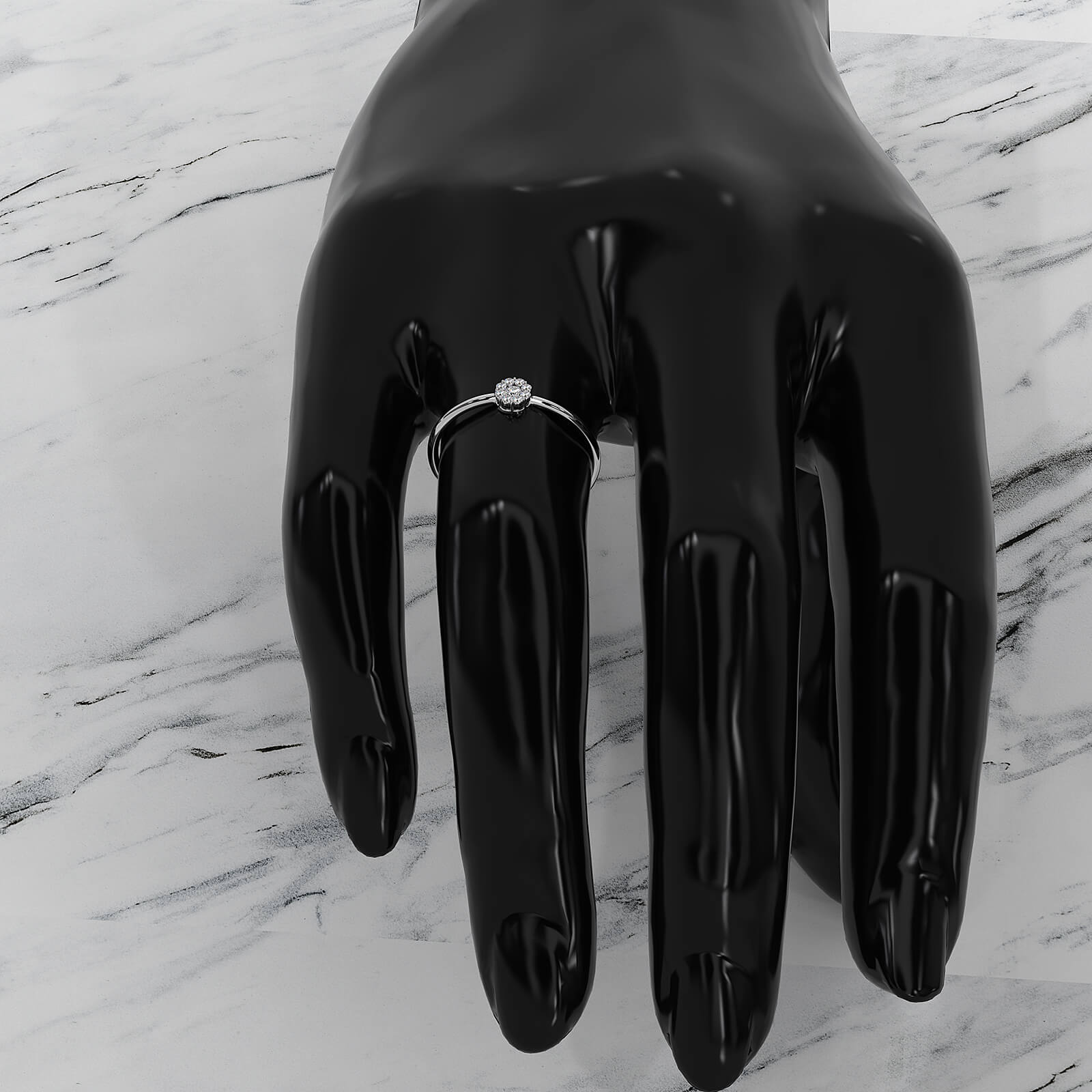 Minimalist Petite Halo Round Lab Diamond Fashion Ring 0.08ctw.