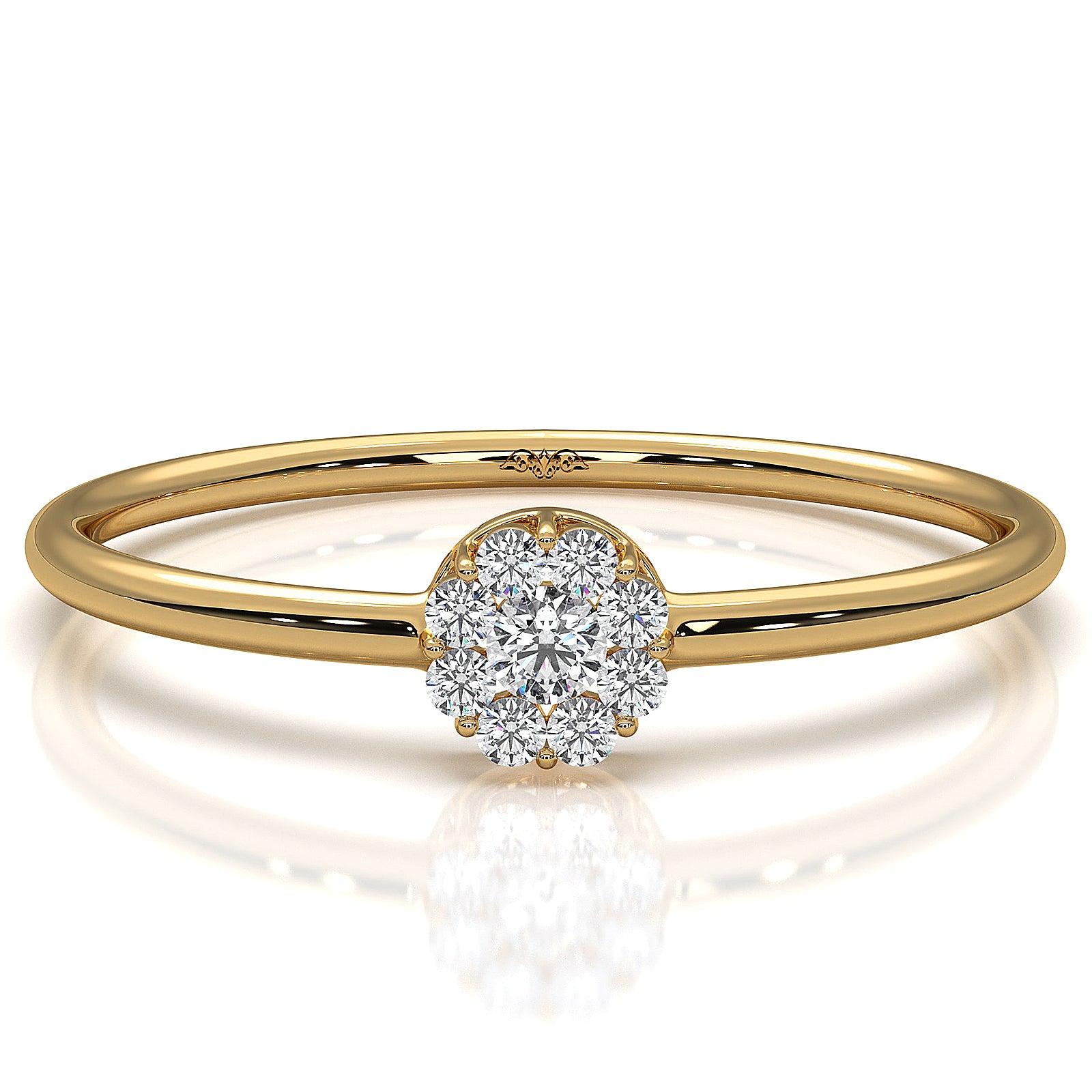 Minimalist Petite Halo Round Lab Diamond Fashion Ring 0.08ctw.