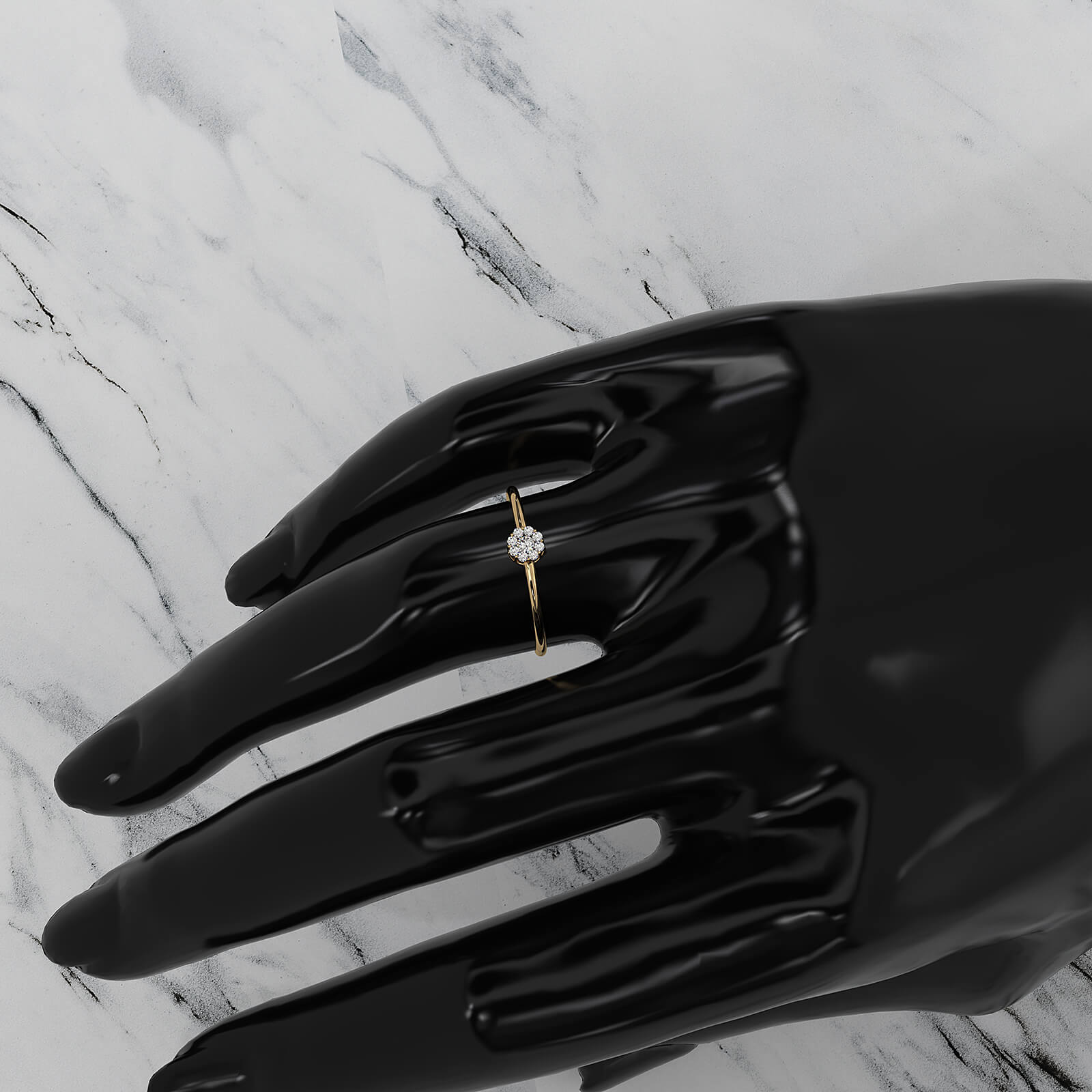 Minimalist Petite Halo Round Lab Diamond Fashion Ring 0.08ctw.