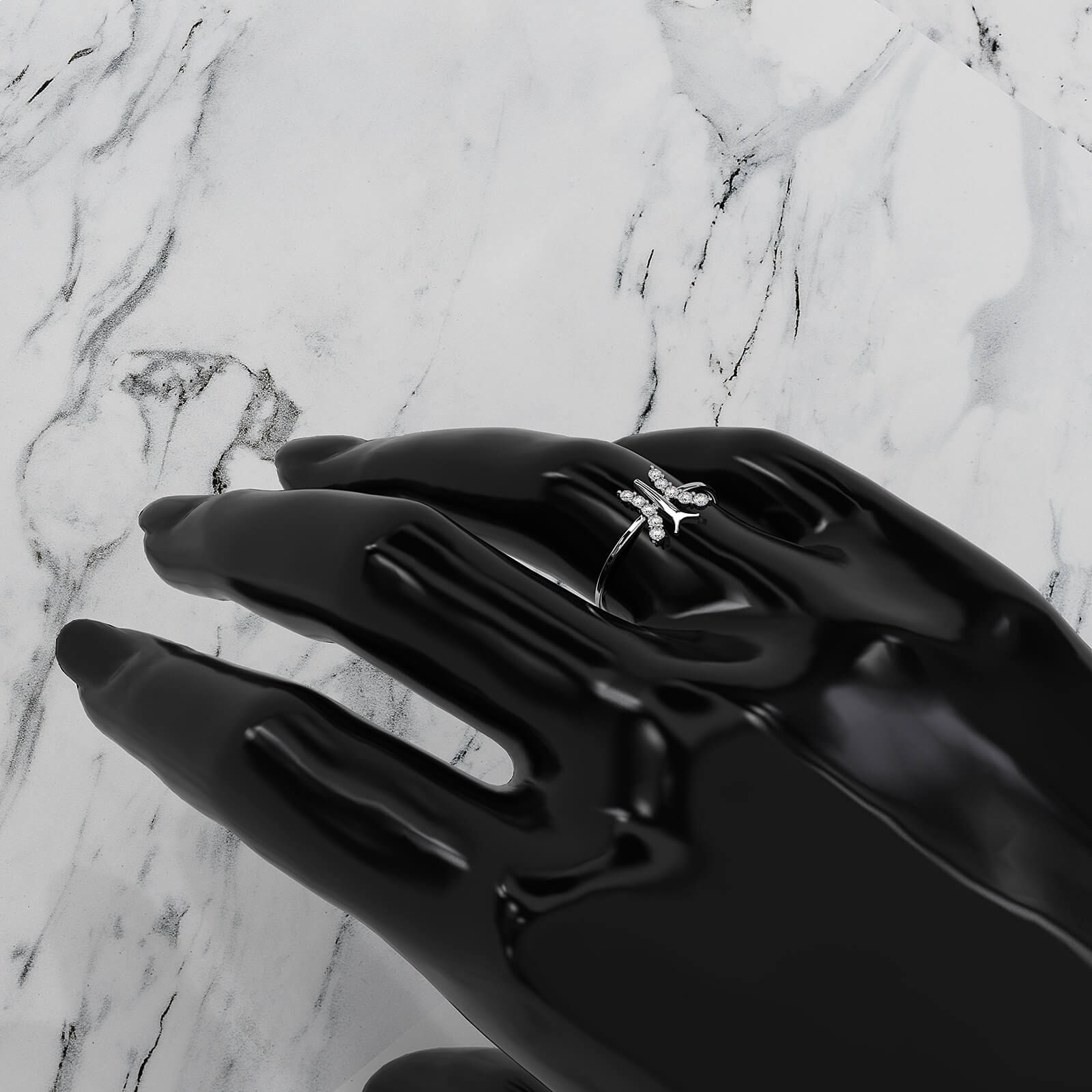 Minimalist Butterfly Prong Set Round Lab Diamond Fashionable Ring 0.16ctw.