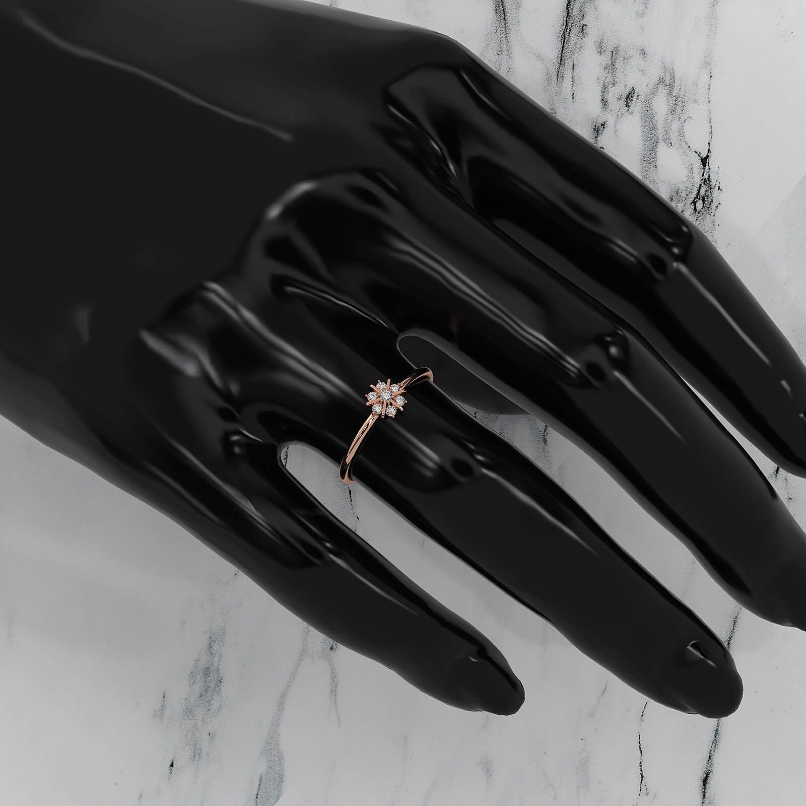 Minimalist Flower Stackable Round Lab Diamond Fashion Ring 0.09ctw.