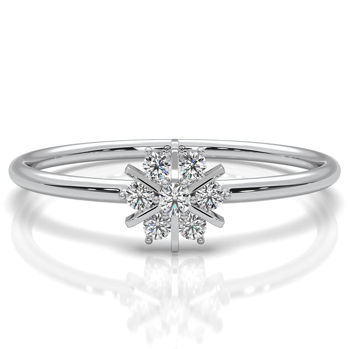 Minimalist Flower Stackable Round Lab Diamond Fashion Ring 0.09ctw.