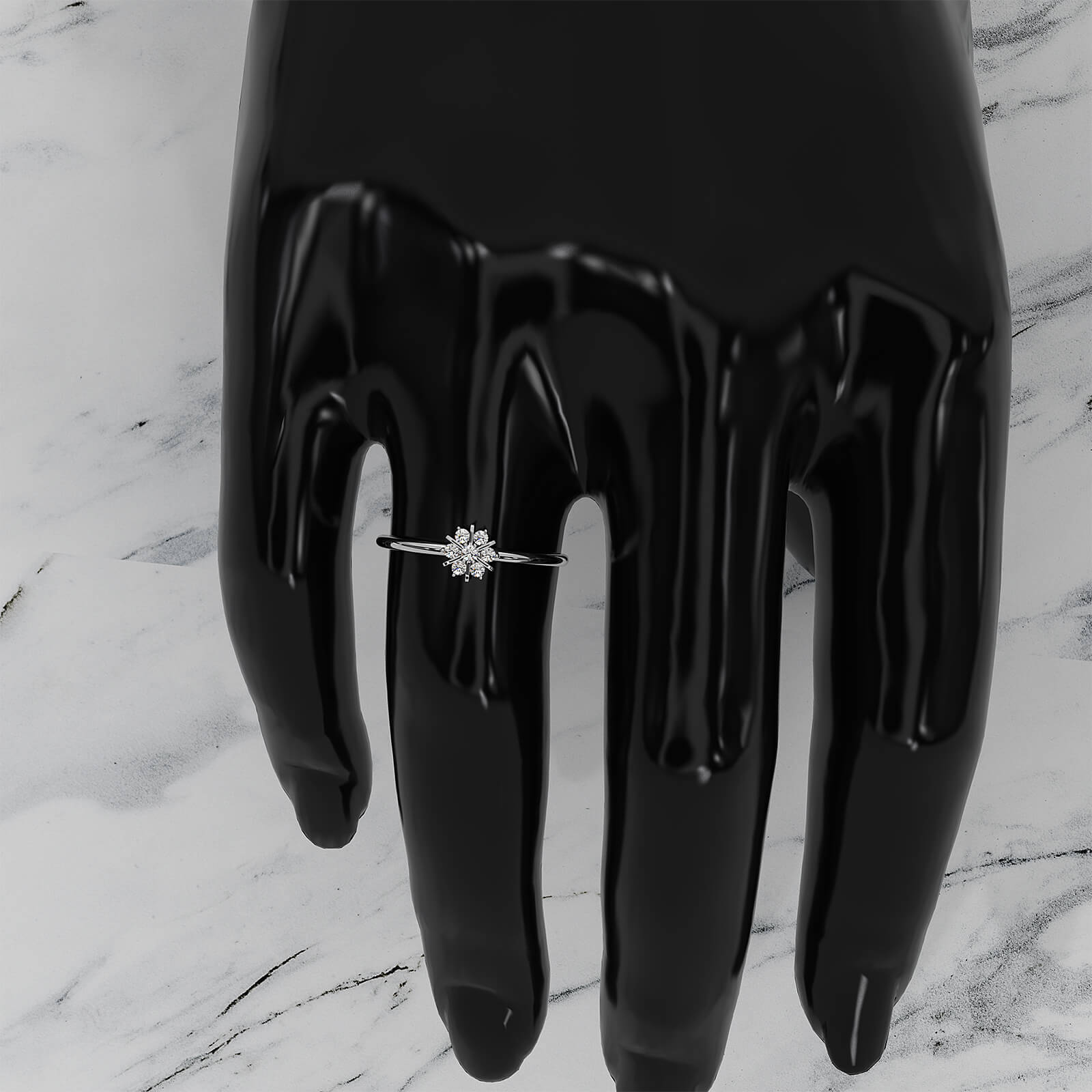 Minimalist Flower Stackable Round Lab Diamond Fashion Ring 0.09ctw.