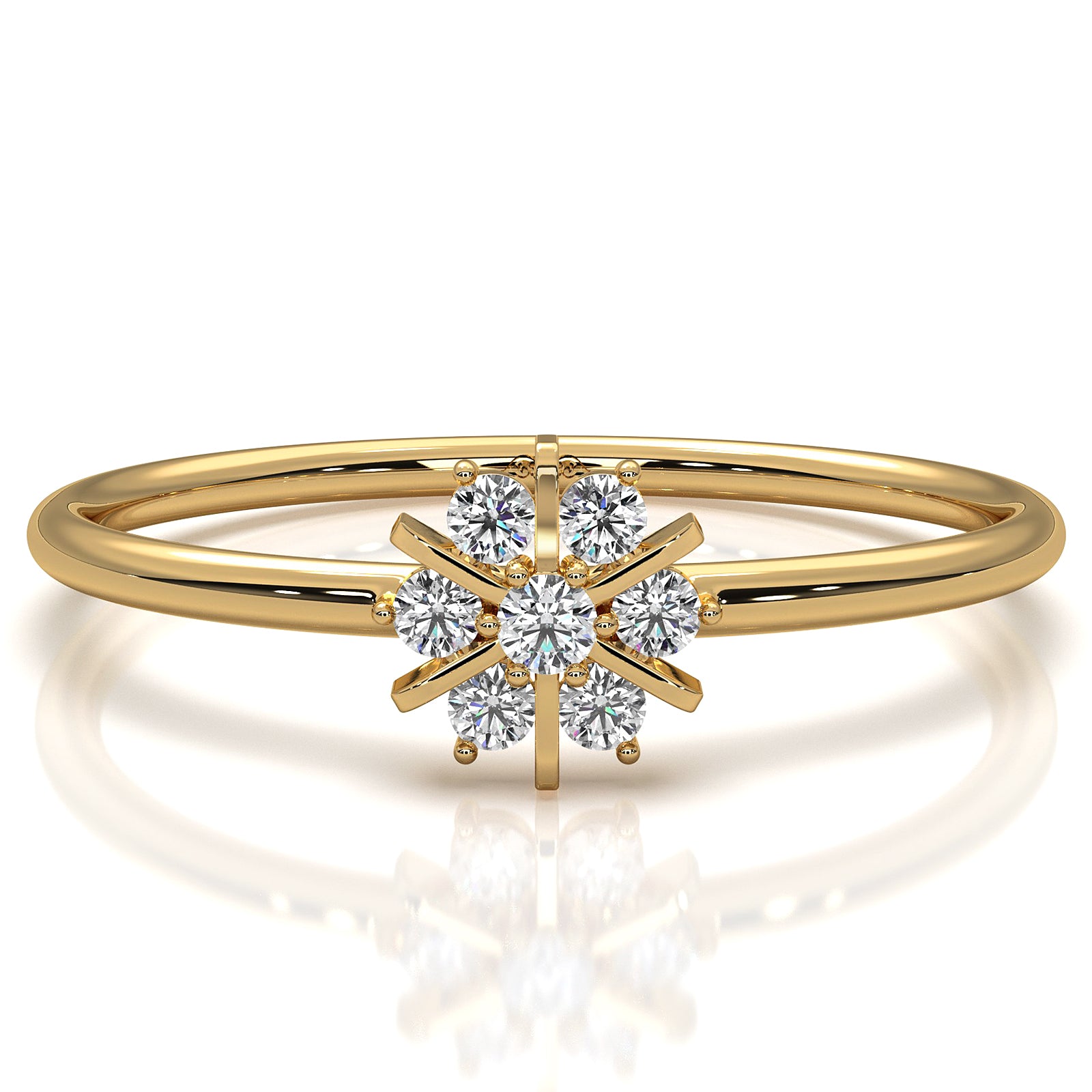 Minimalist Flower Stackable Round Lab Diamond Fashion Ring 0.09ctw.