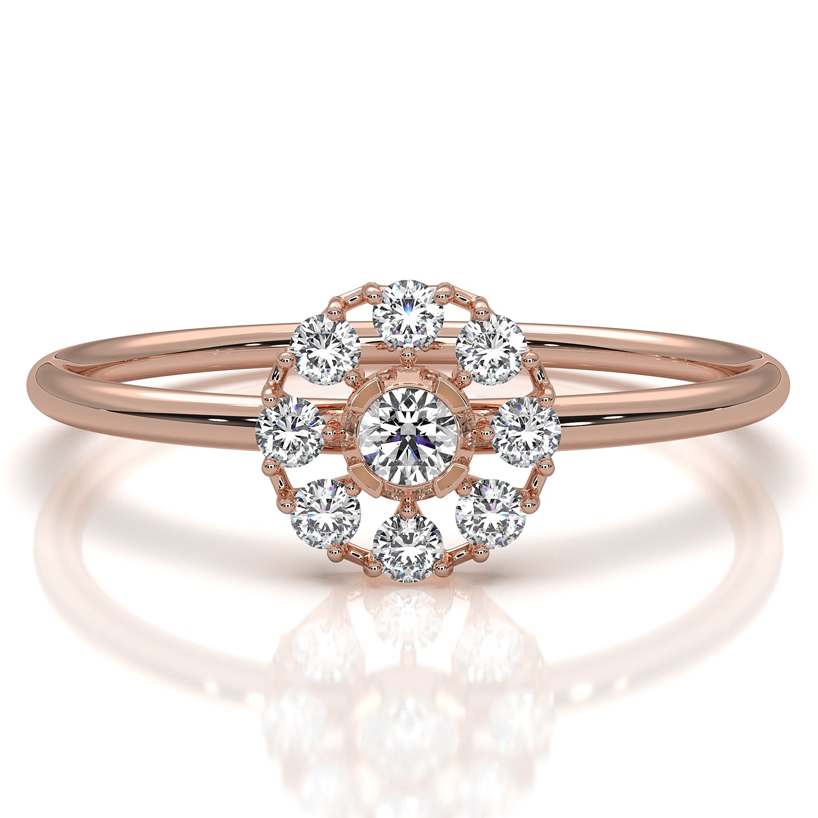 Stackable Minimalist Cluster Halo Round Lab Diamond Fashion Ring 0.18ctw.