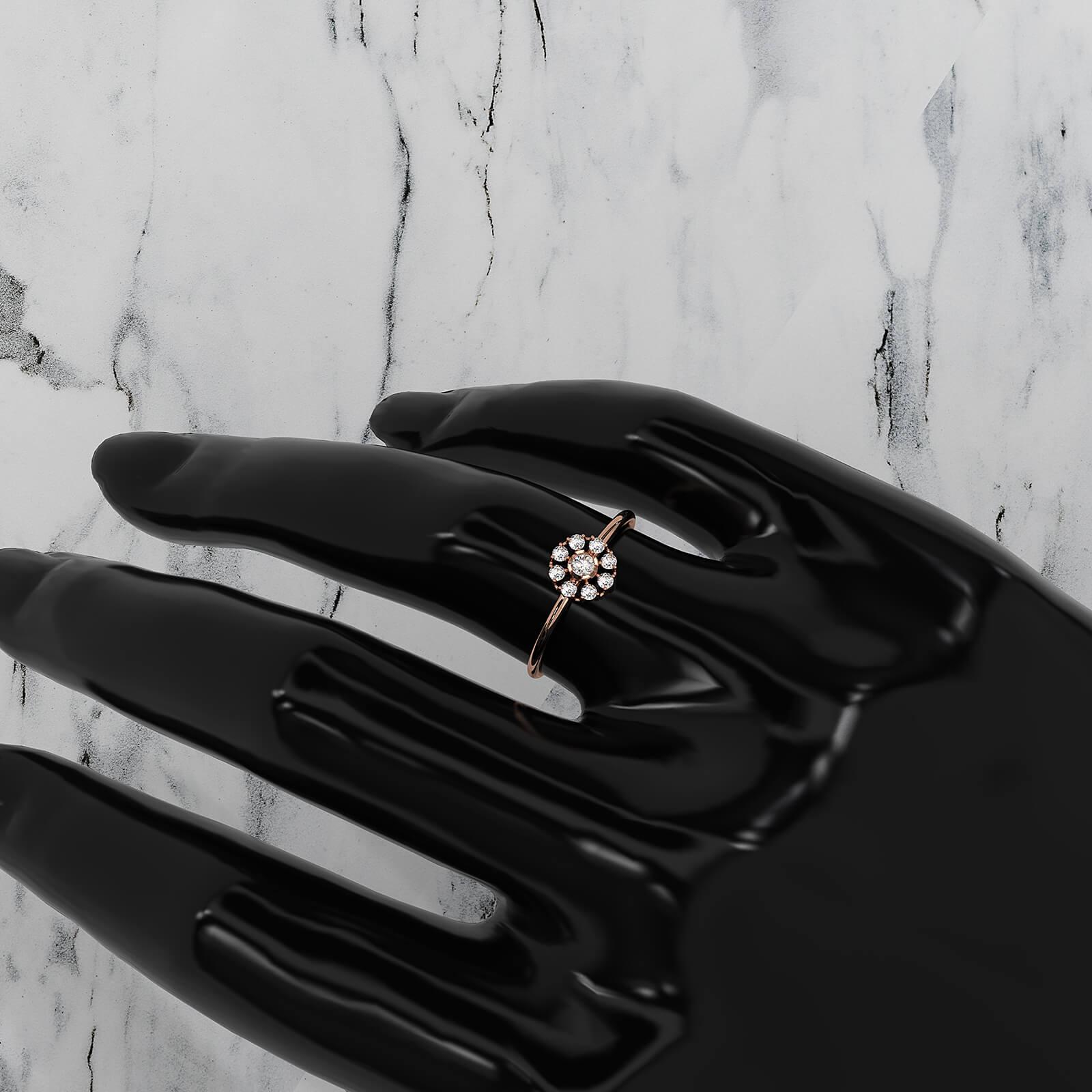 Stackable Minimalist Cluster Halo Round Lab Diamond Fashion Ring 0.18ctw.