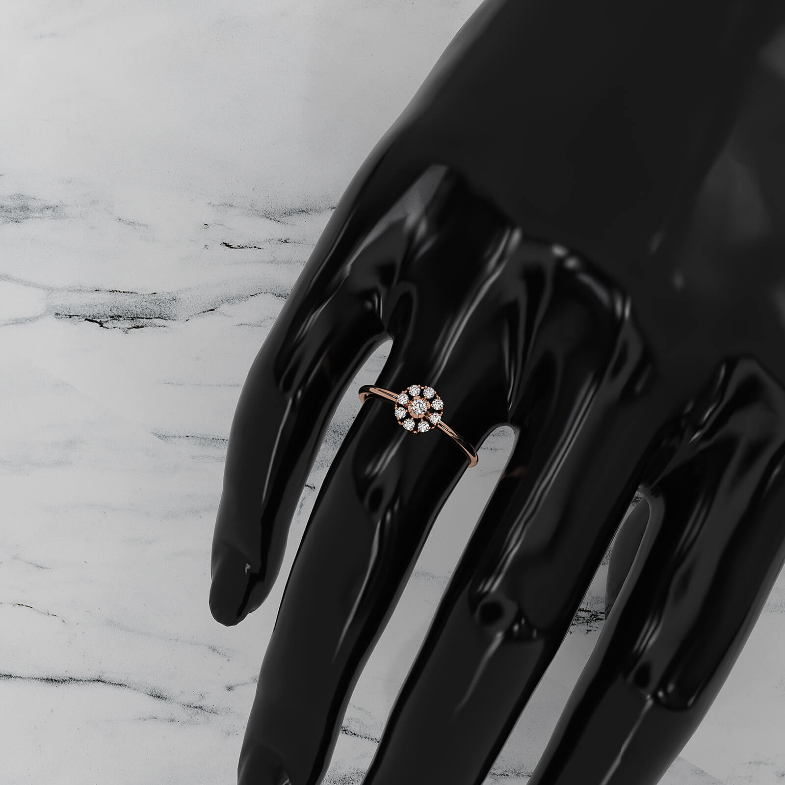 Stackable Minimalist Cluster Halo Round Lab Diamond Fashion Ring 0.18ctw.