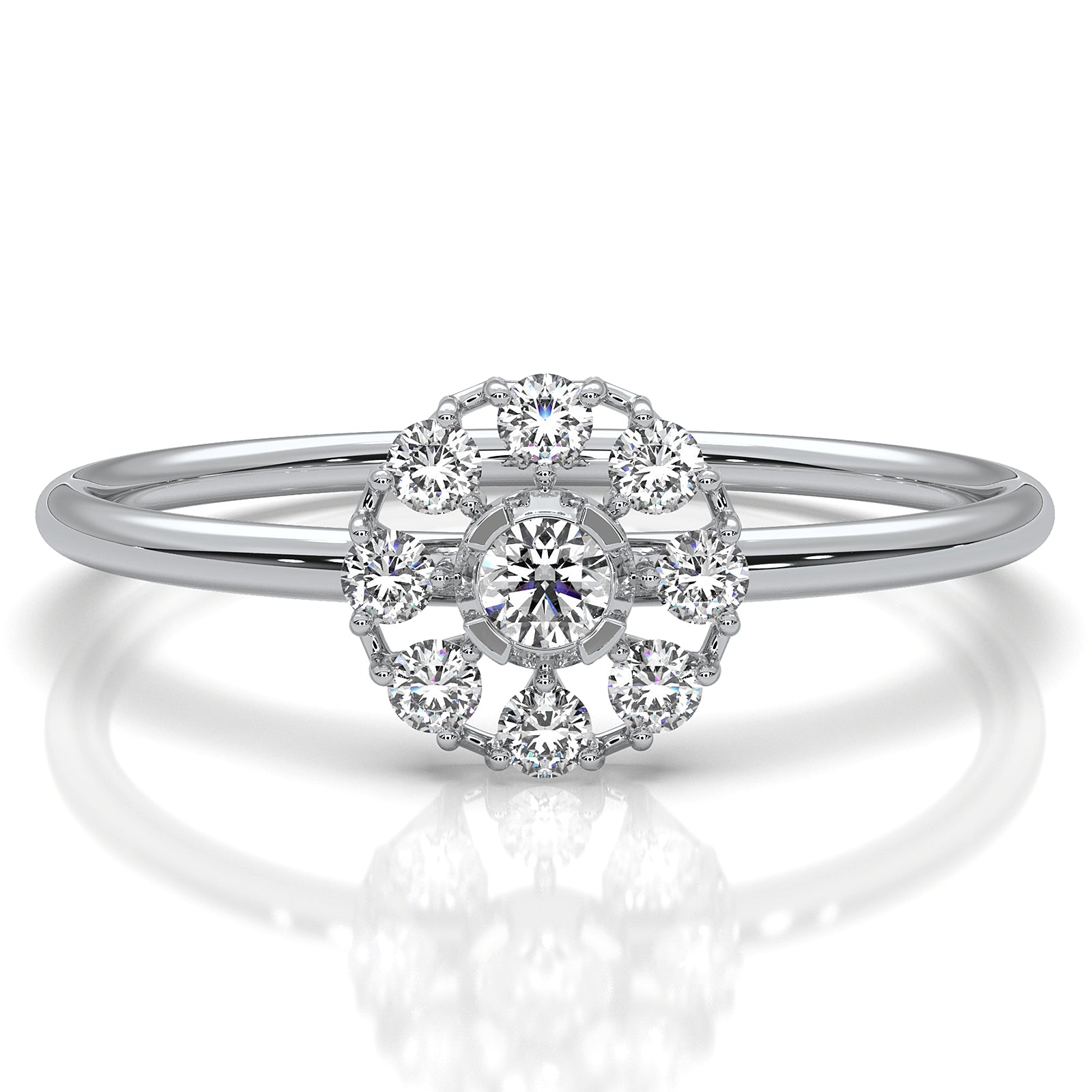 Stackable Minimalist Cluster Halo Round Lab Diamond Fashion Ring 0.18ctw.