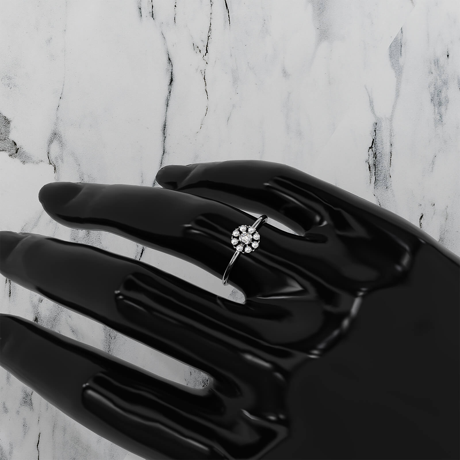 Stackable Minimalist Cluster Halo Round Lab Diamond Fashion Ring 0.18ctw.