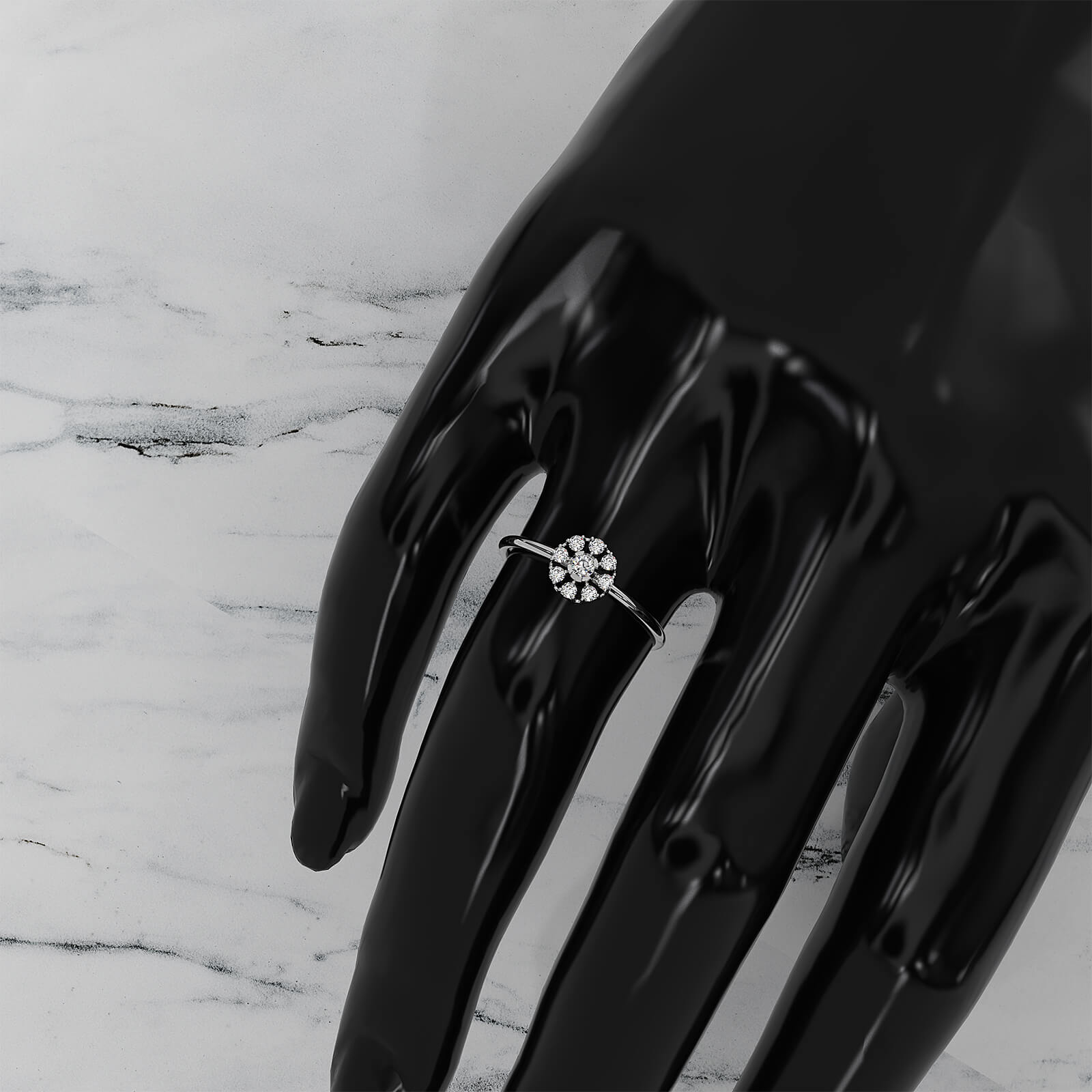 Stackable Minimalist Cluster Halo Round Lab Diamond Fashion Ring 0.18ctw.