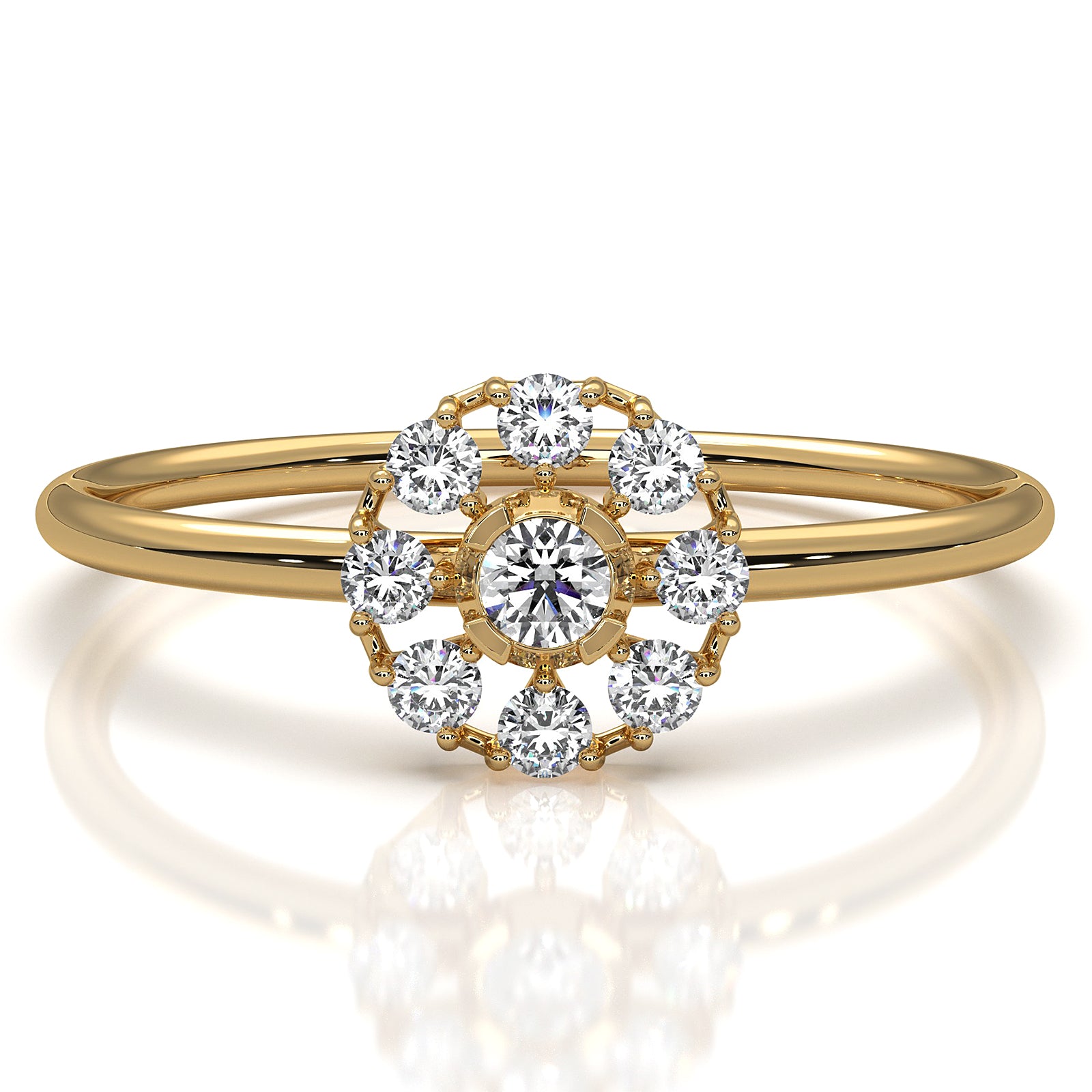 Stackable Minimalist Cluster Halo Round Lab Diamond Fashion Ring 0.18ctw.