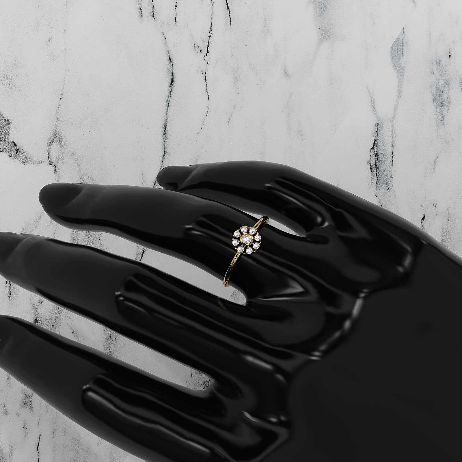 Stackable Minimalist Cluster Halo Round Lab Diamond Fashion Ring 0.18ctw.