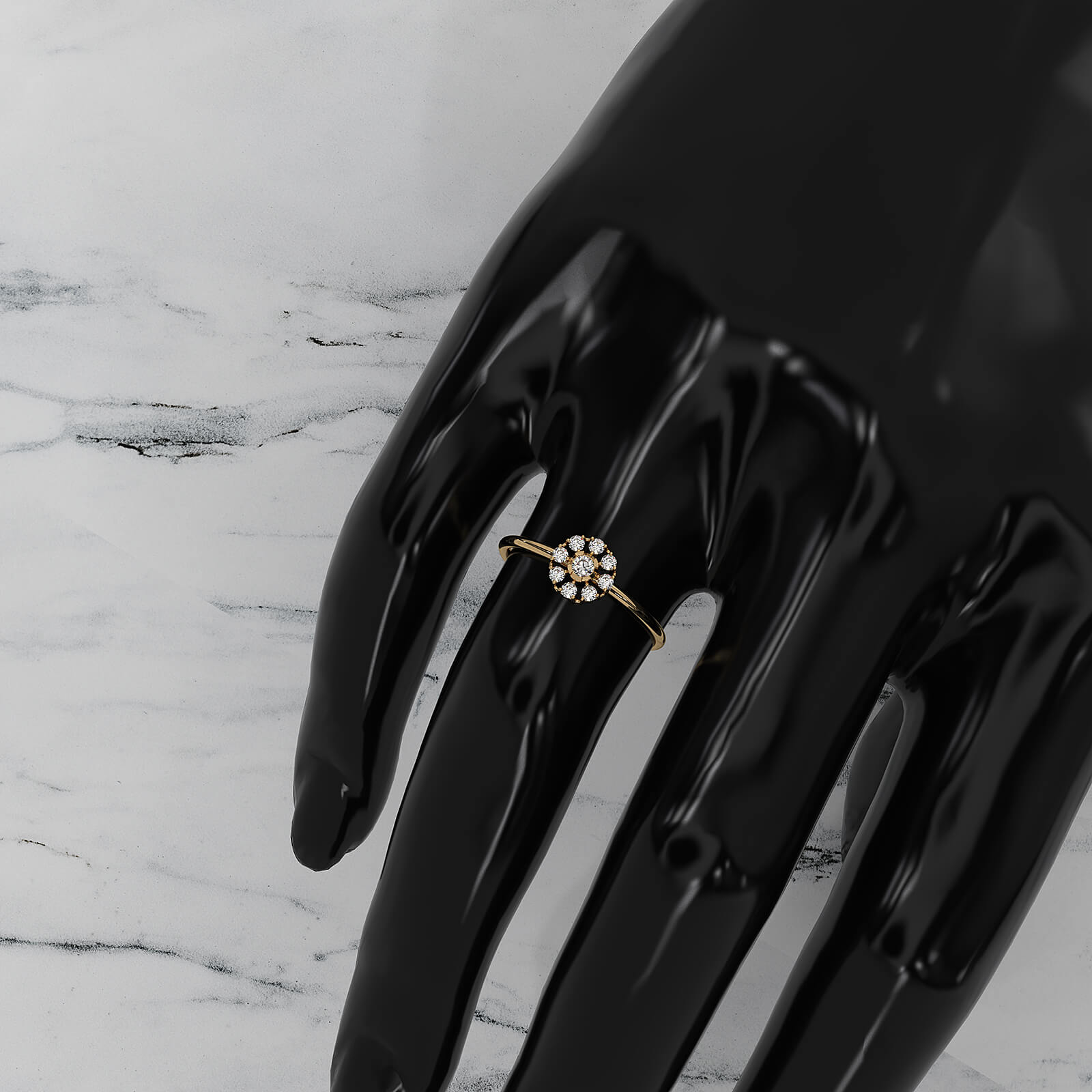 Stackable Minimalist Cluster Halo Round Lab Diamond Fashion Ring 0.18ctw.