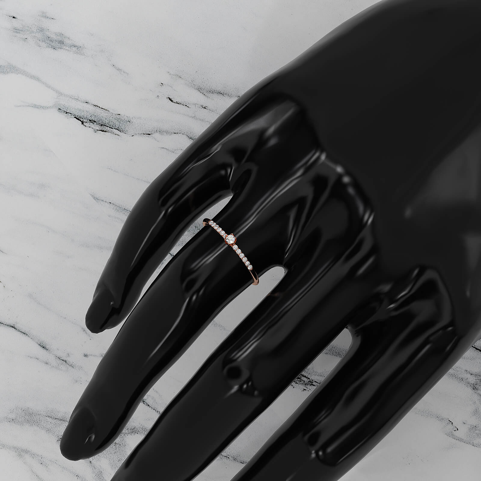 Floral Basket Style Stackable Round Lab Diamond Fashion Ring 0.08ctw.