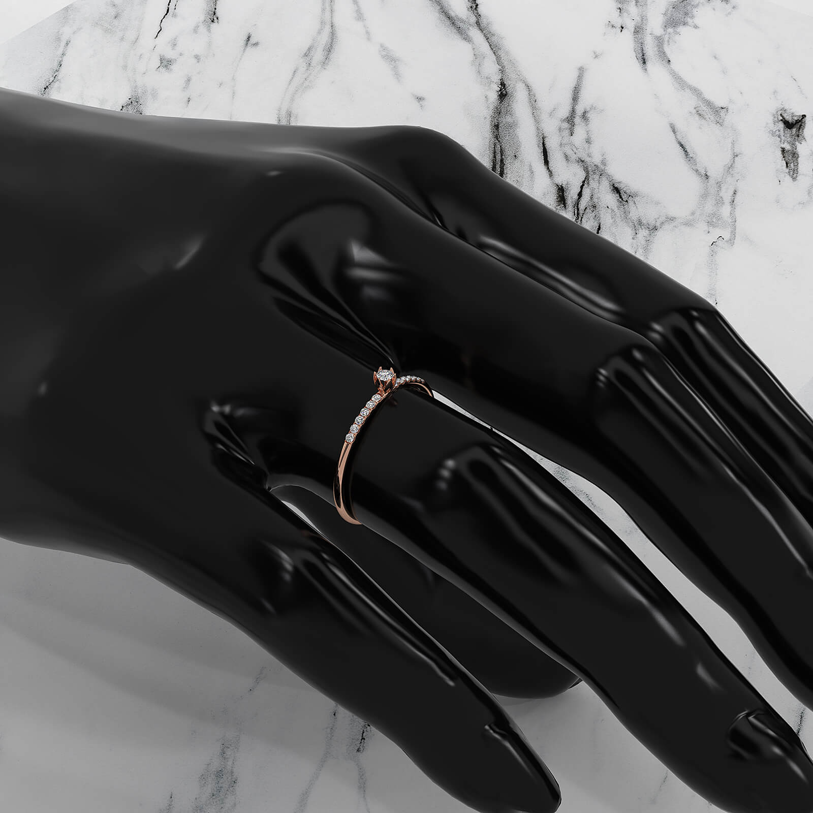 Floral Basket Style Stackable Round Lab Diamond Fashion Ring 0.08ctw.