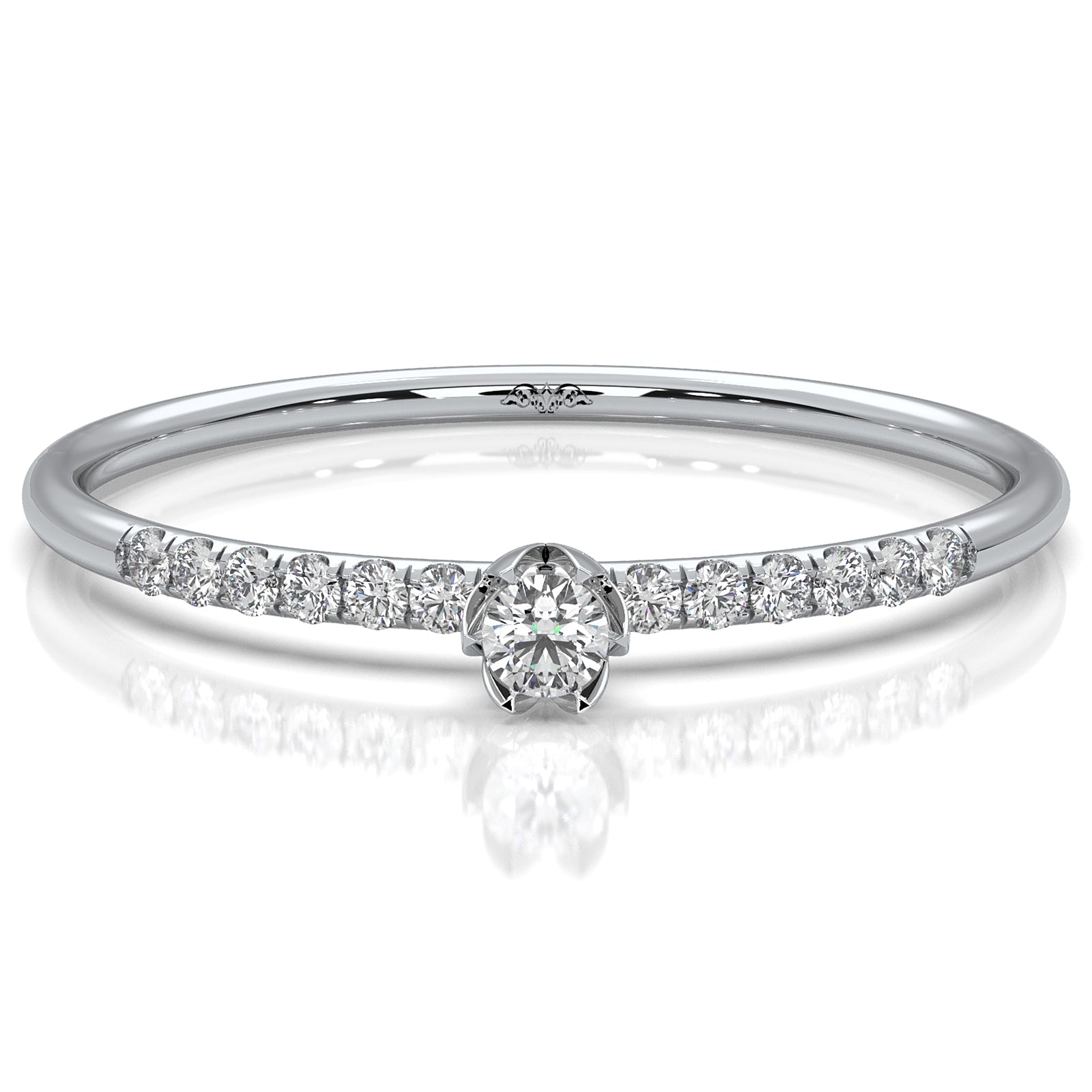 Floral Basket Style Stackable Round Lab Diamond Fashion Ring 0.08ctw.