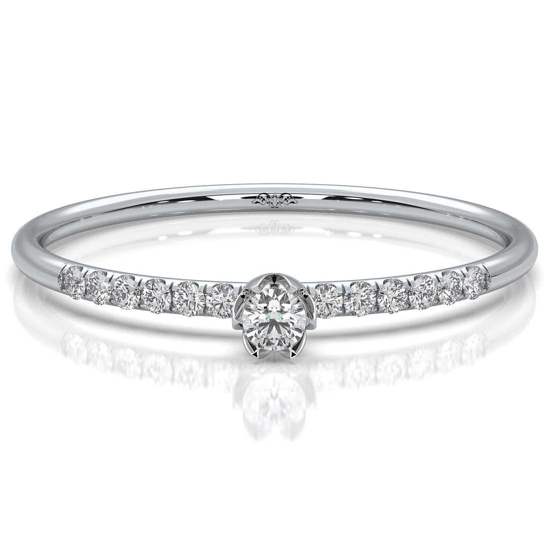 Floral Basket Style Stackable Round Lab Diamond Fashion Ring 0.08ctw.