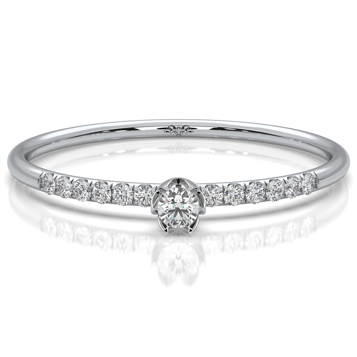 Floral Basket Style Stackable Round Lab Diamond Fashion Ring 0.08ctw.