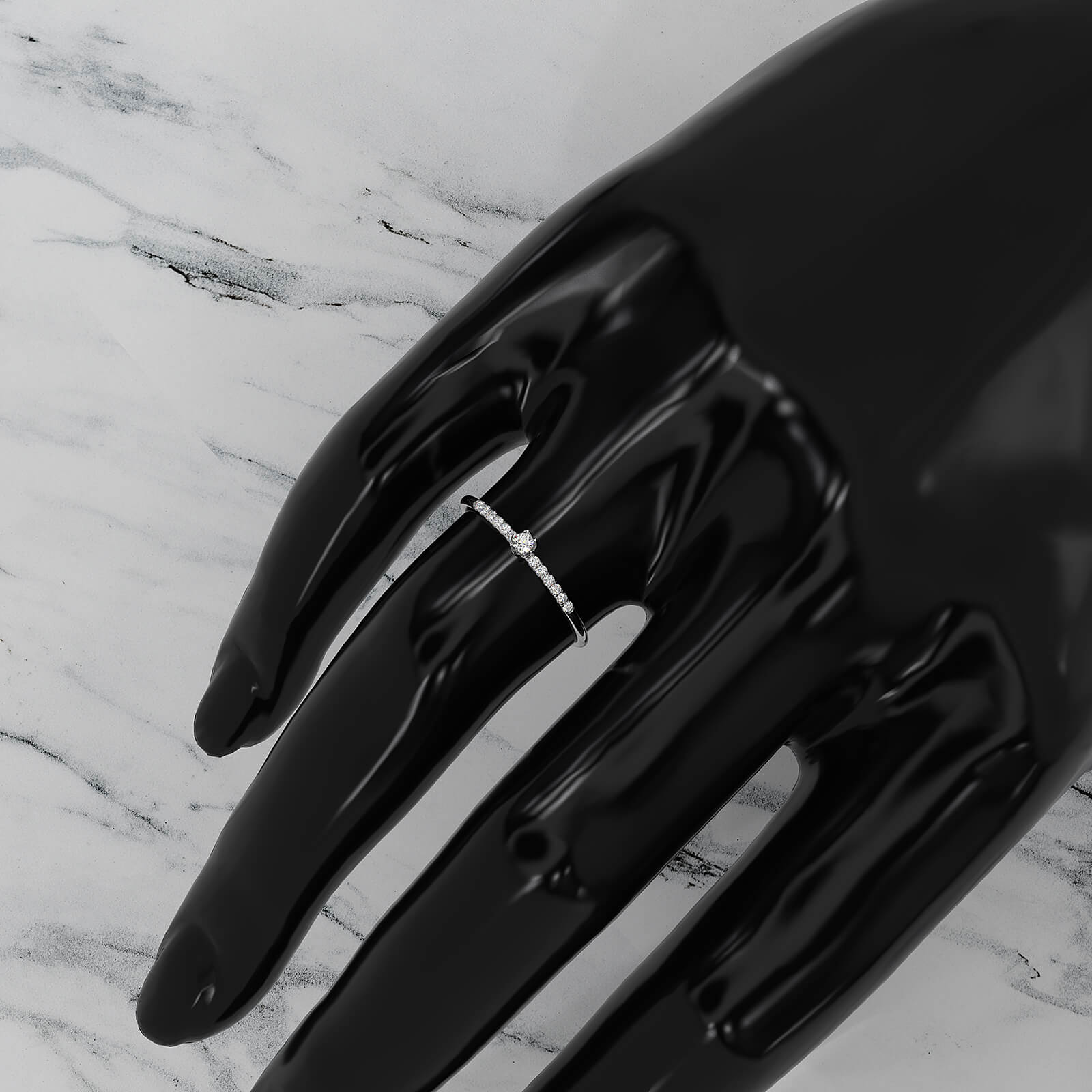 Floral Basket Style Stackable Round Lab Diamond Fashion Ring 0.08ctw.