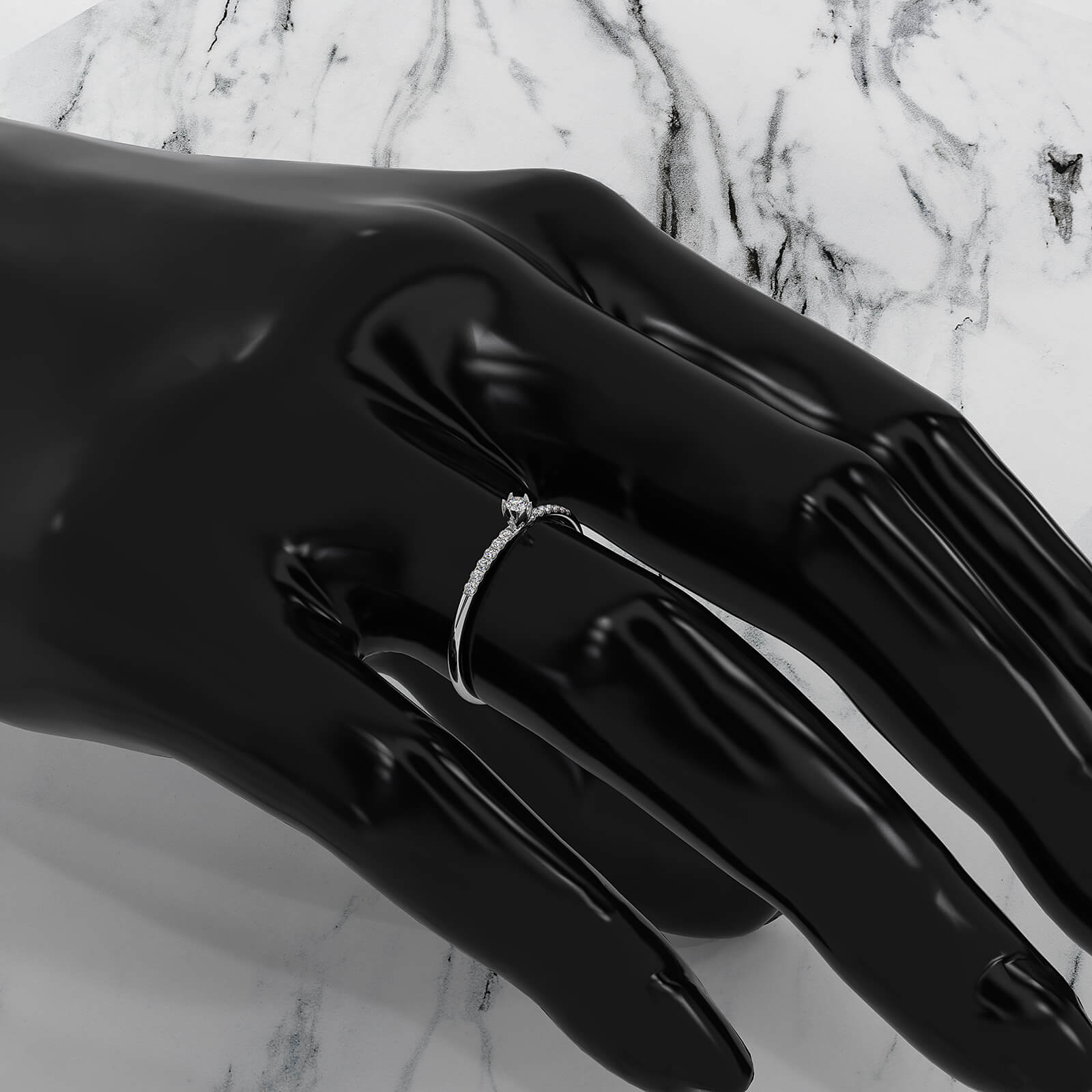 Floral Basket Style Stackable Round Lab Diamond Fashion Ring 0.08ctw.