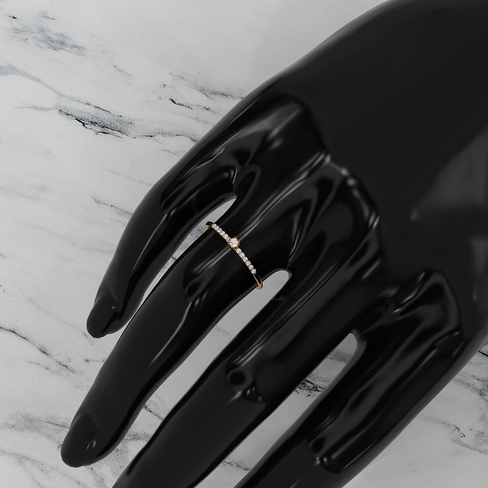 Floral Basket Style Stackable Round Lab Diamond Fashion Ring 0.08ctw.