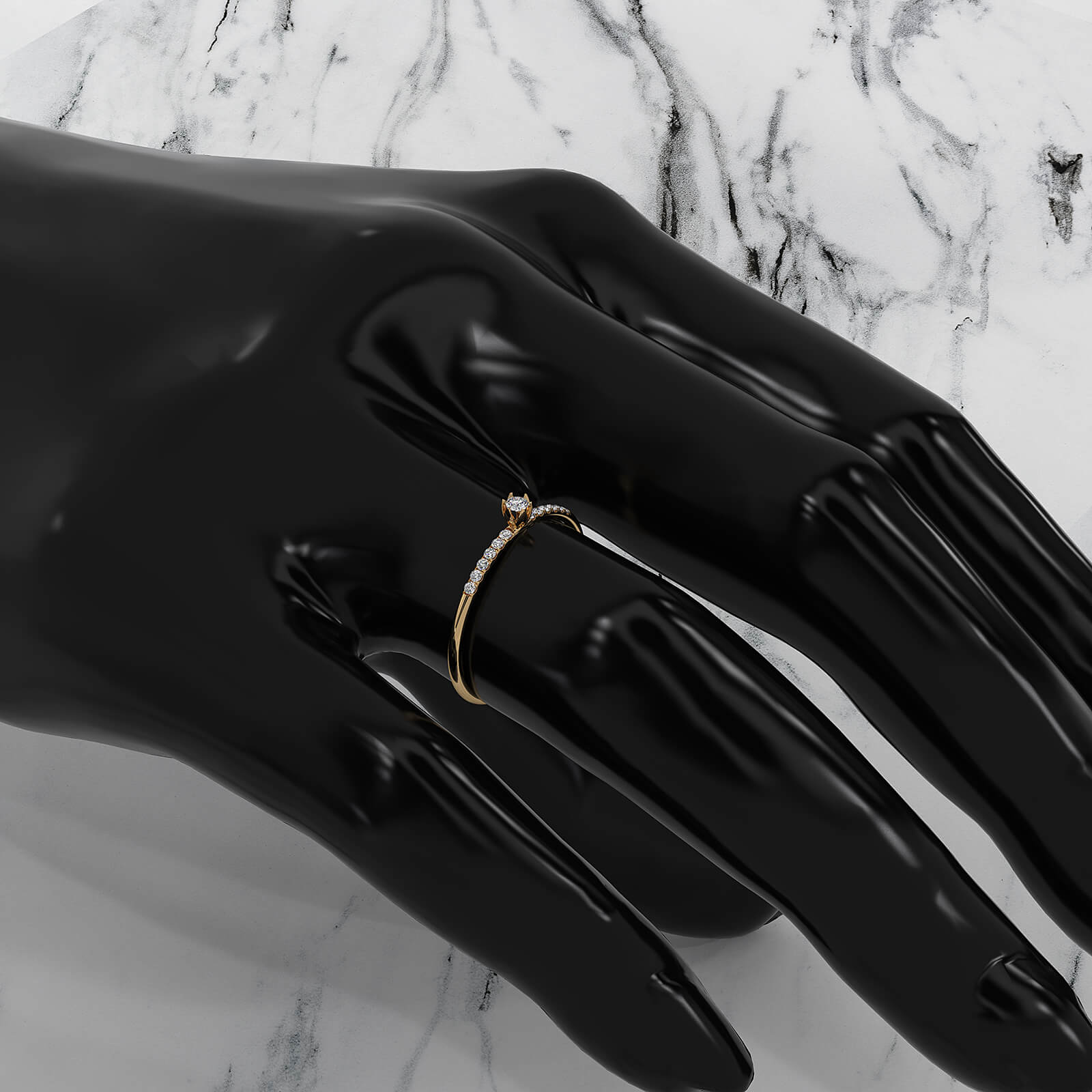 Floral Basket Style Stackable Round Lab Diamond Fashion Ring 0.08ctw.