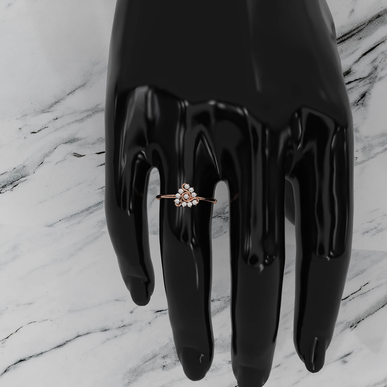 Prong Set Swirl Minimalist Round Lab Diamond Fashion Ring 0.15ctw.