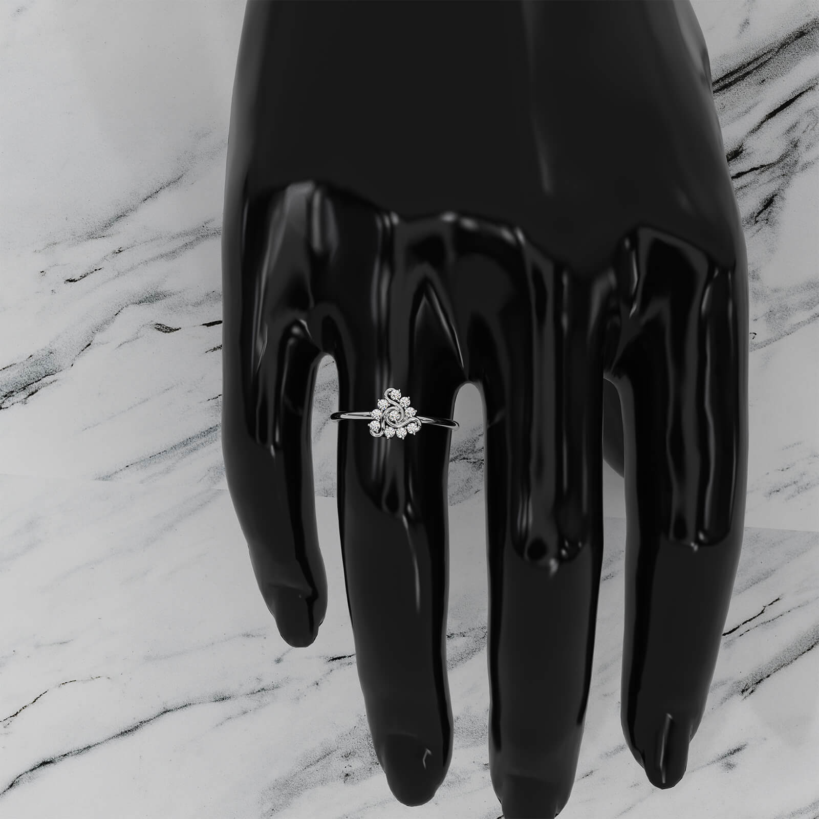 Prong Set Swirl Minimalist Round Lab Diamond Fashion Ring 0.15ctw.