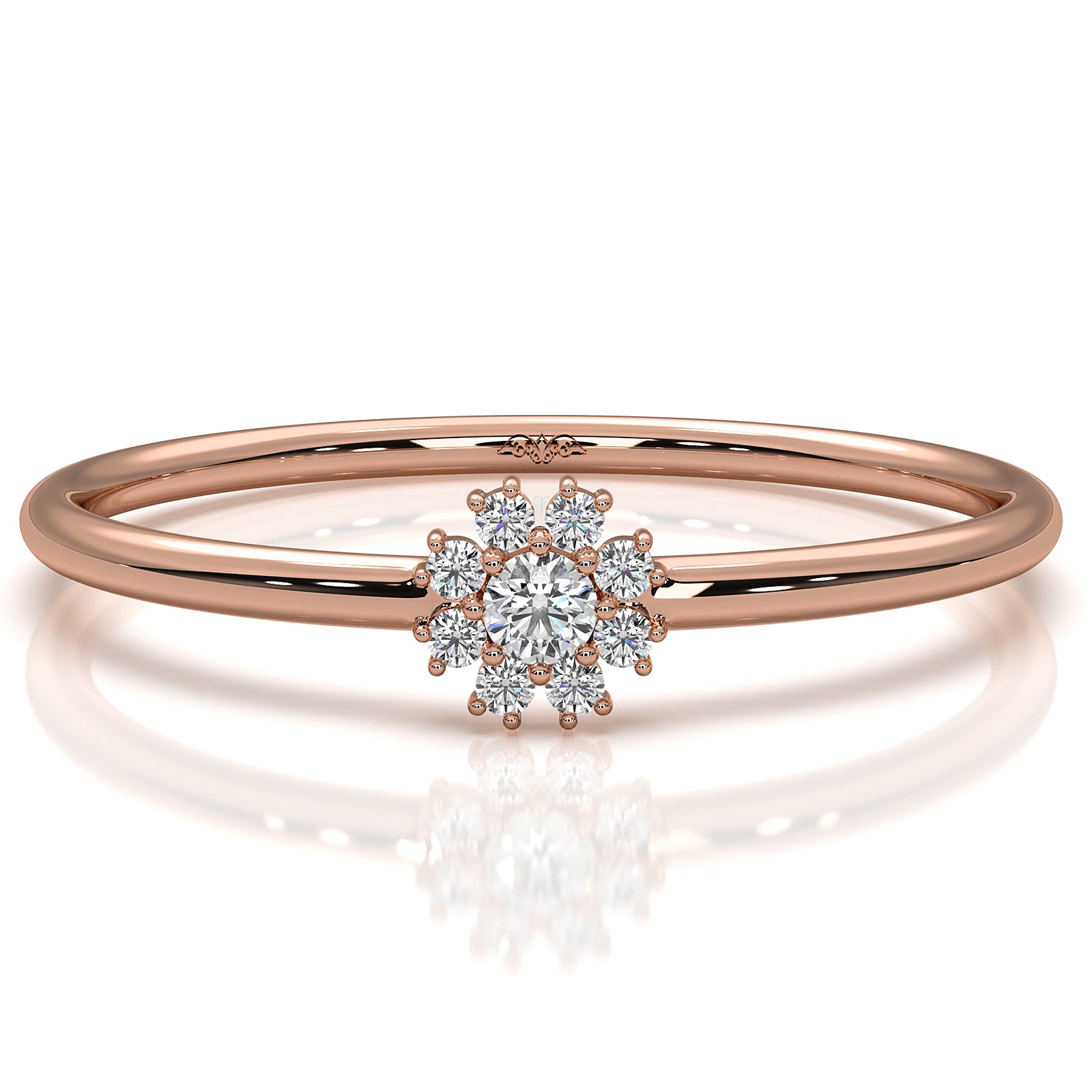 Minimalist Flower Cluster Round Lab Diamond Fashion Ring 0.06ctw.