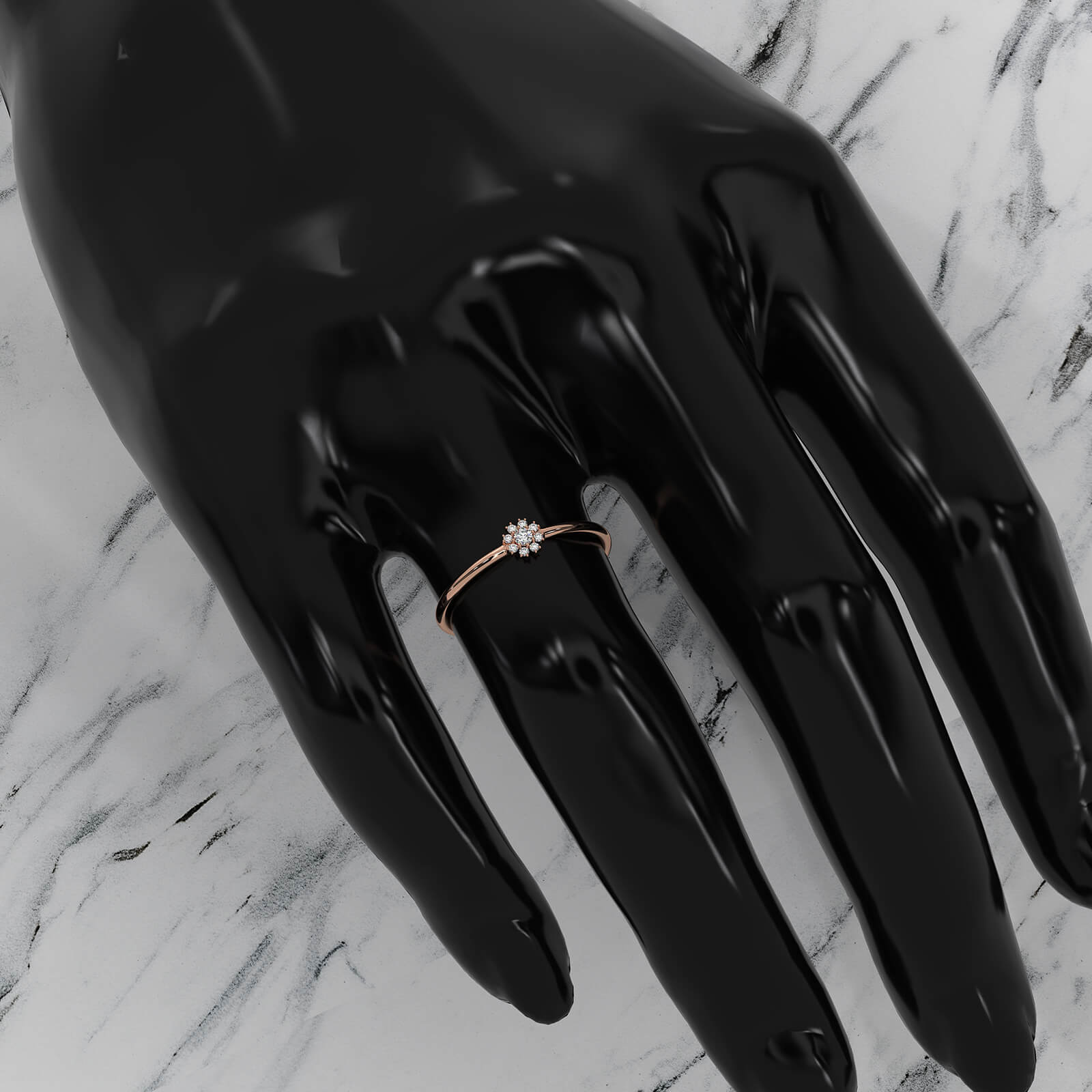 Minimalist Flower Cluster Round Lab Diamond Fashion Ring 0.06ctw.