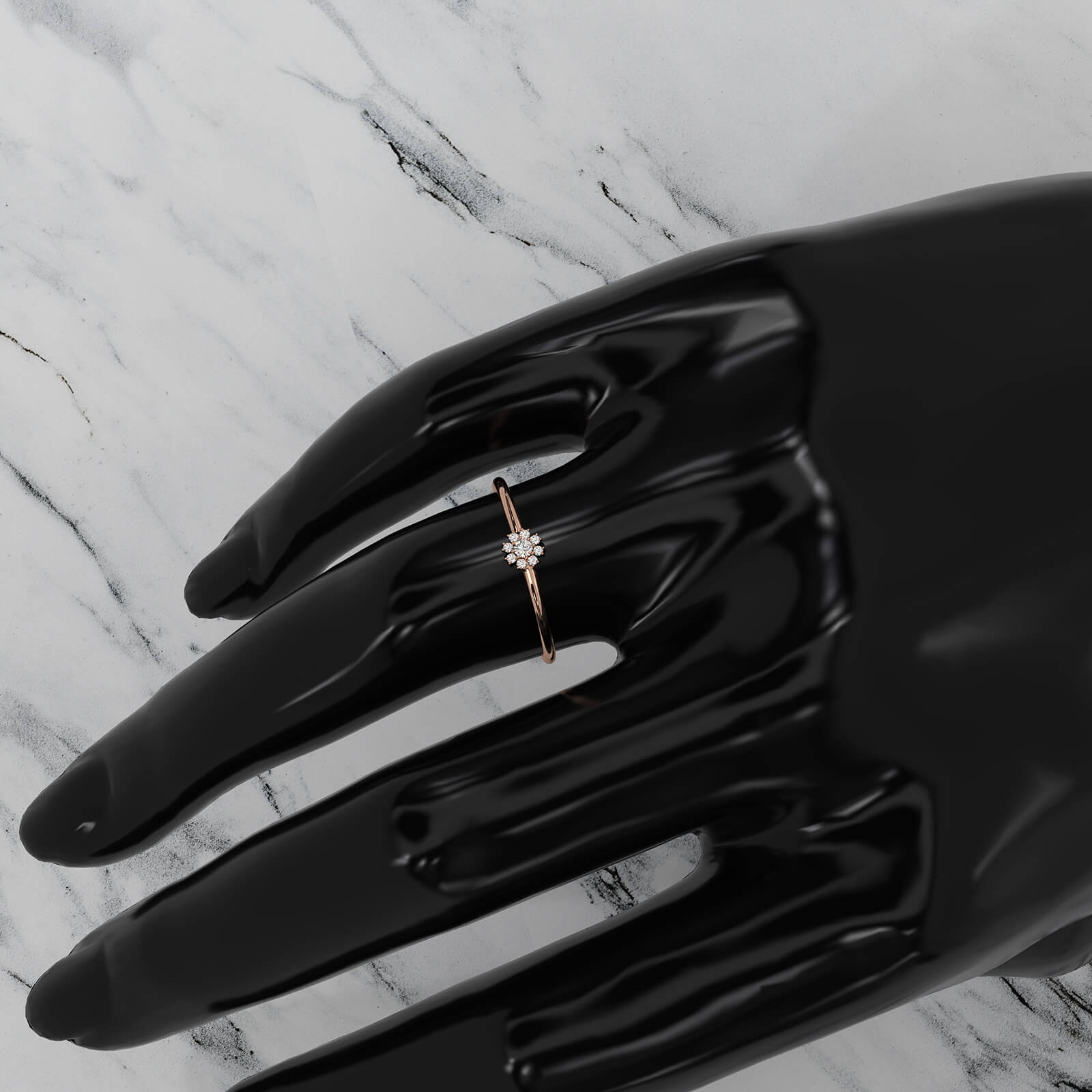 Minimalist Flower Cluster Round Lab Diamond Fashion Ring 0.06ctw.