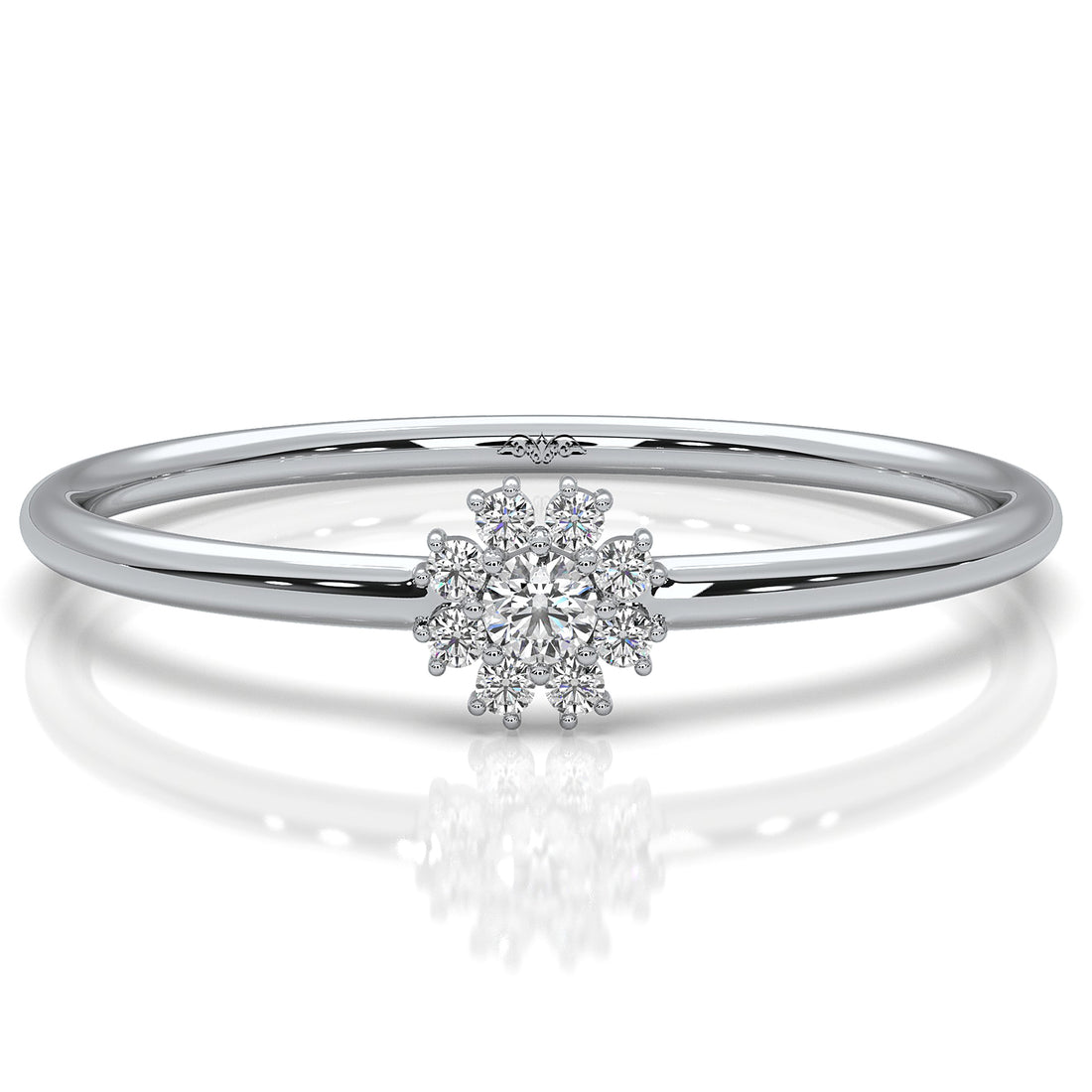 Minimalist Flower Cluster Round Lab Diamond Fashion Ring 0.06ctw.