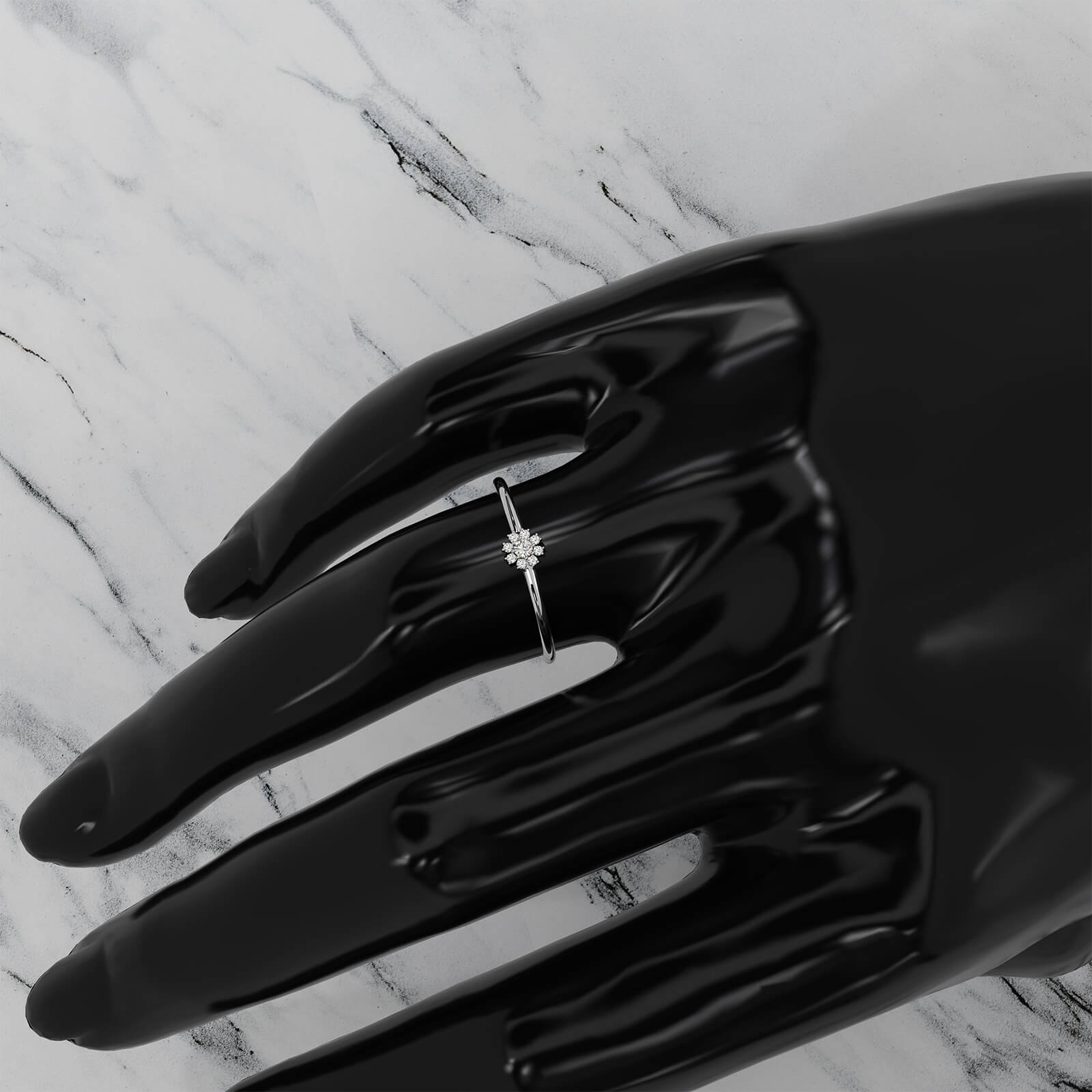 Minimalist Flower Cluster Round Lab Diamond Fashion Ring 0.06ctw.