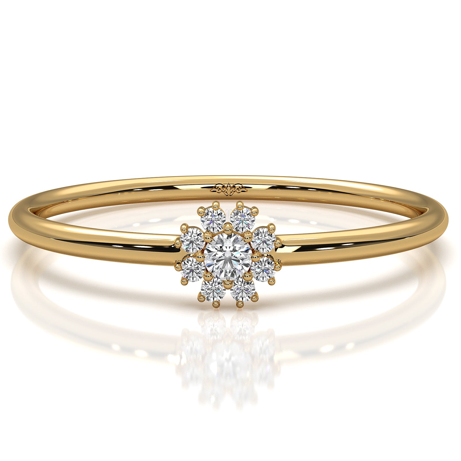 Minimalist Flower Cluster Round Lab Diamond Fashion Ring 0.06ctw.