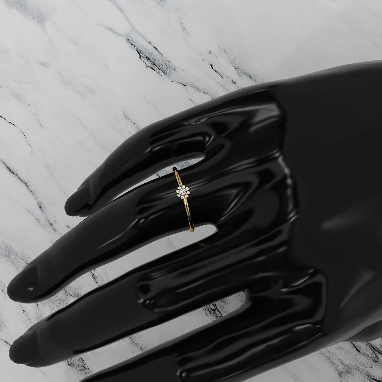 Minimalist Flower Cluster Round Lab Diamond Fashion Ring 0.06ctw.