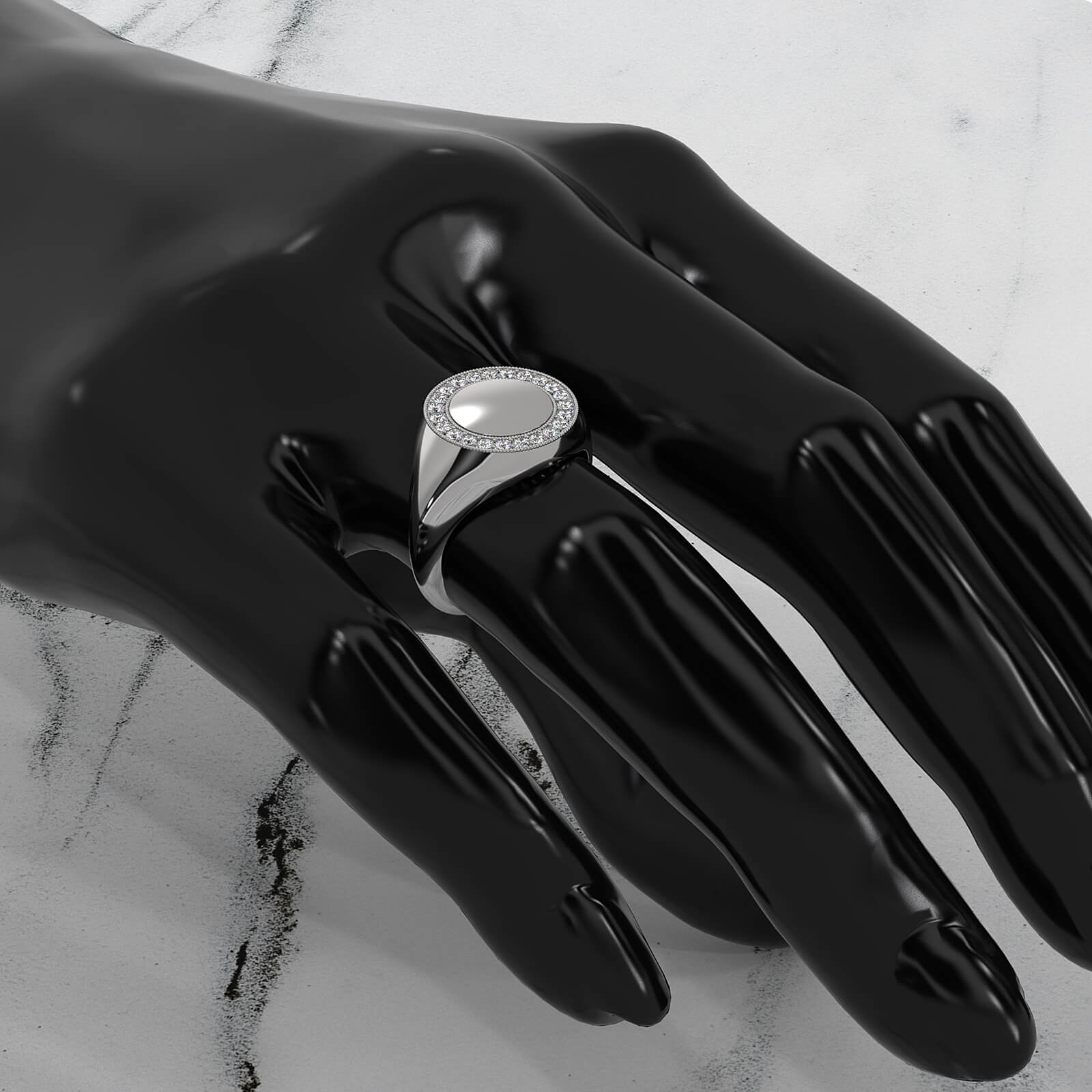 Minimalist Milgrain Signet Round Lab Diamond Fashion Ring 0.26ctw.