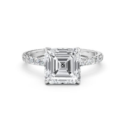 Asscher Diamond Engagement Ring crafted in 14k White Gold