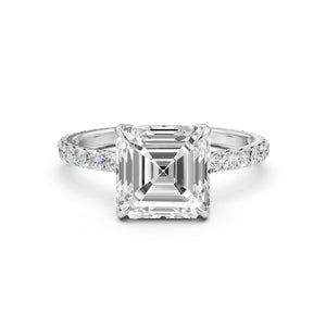Asscher Diamond Engagement Ring crafted in 14k White Gold