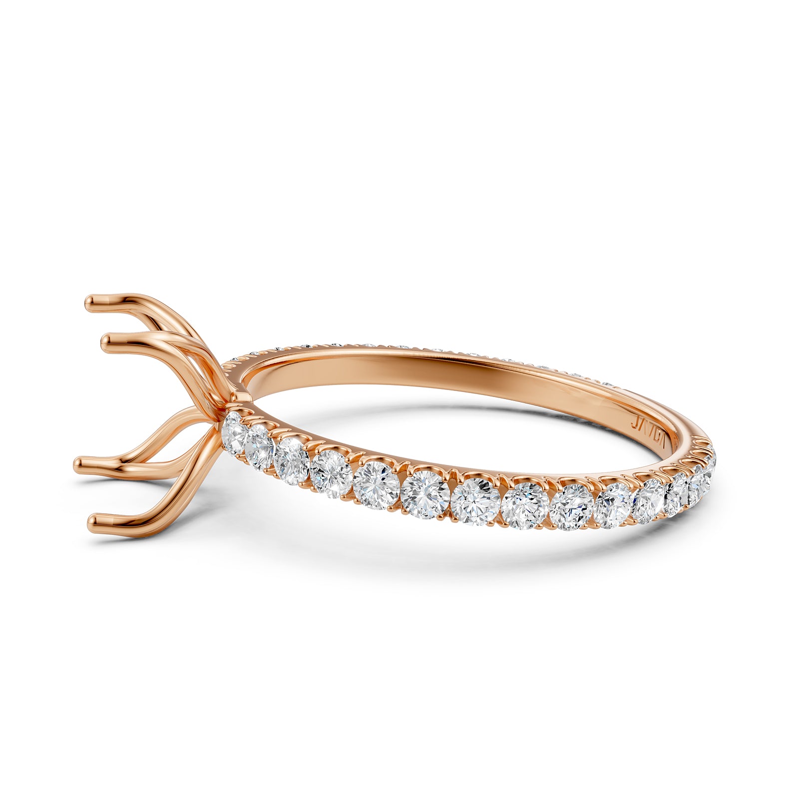 French Pave Set Lab Grown Diamond Semi Mount Engagement Ring 0.50 Ct.