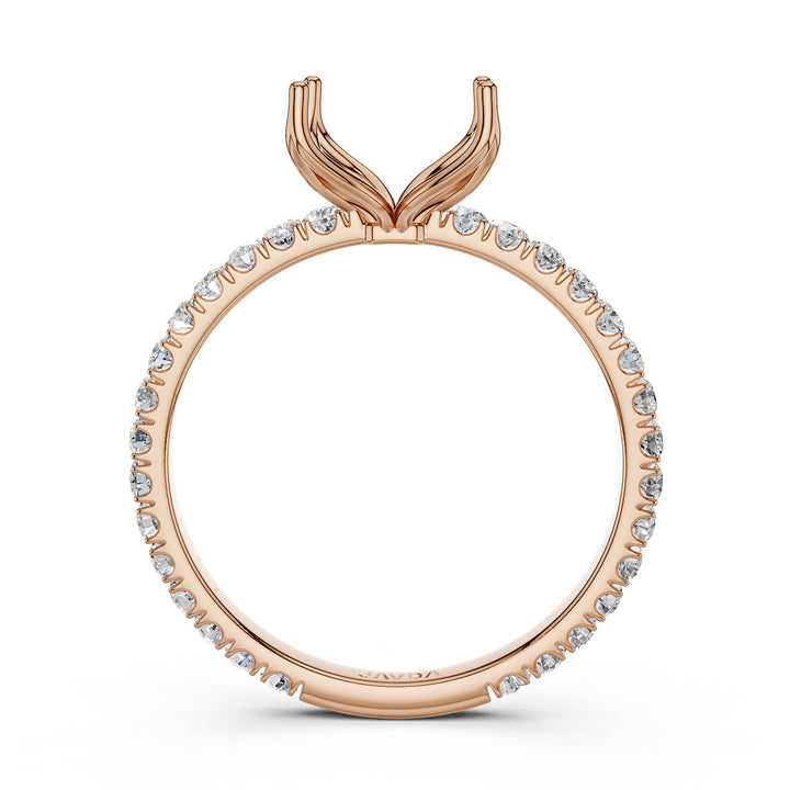 French Pave Set Lab Grown Diamond Semi Mount Engagement Ring 0.50 Ct.