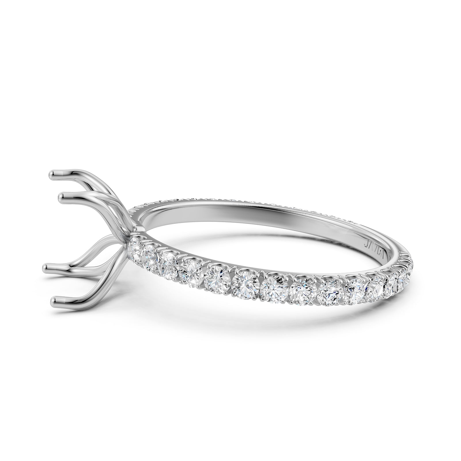 French Pave Set Lab Grown Diamond Semi Mount Engagement Ring 0.50 Ct.