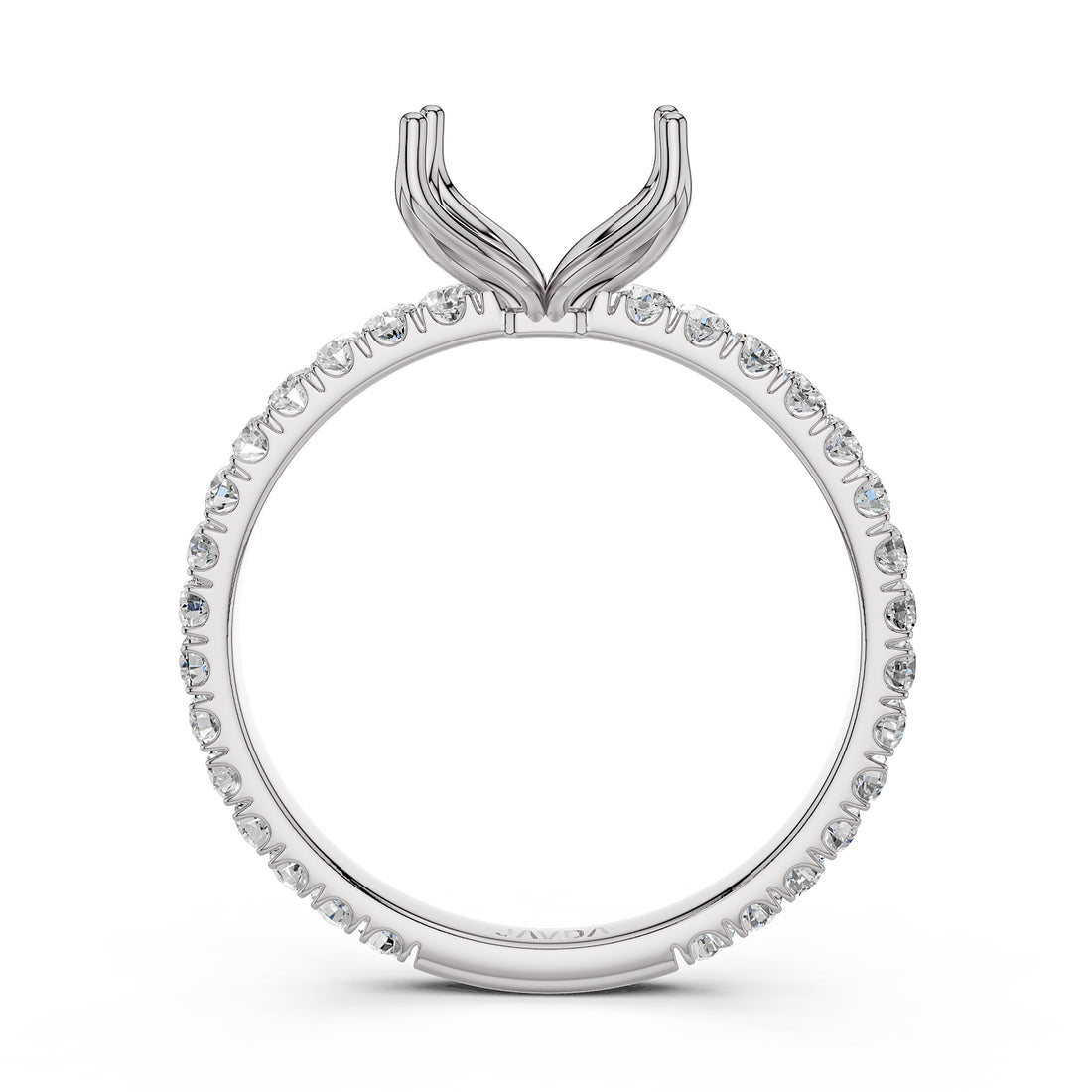 French Pave Set Lab Grown Diamond Semi Mount Engagement Ring 0.50 Ct.