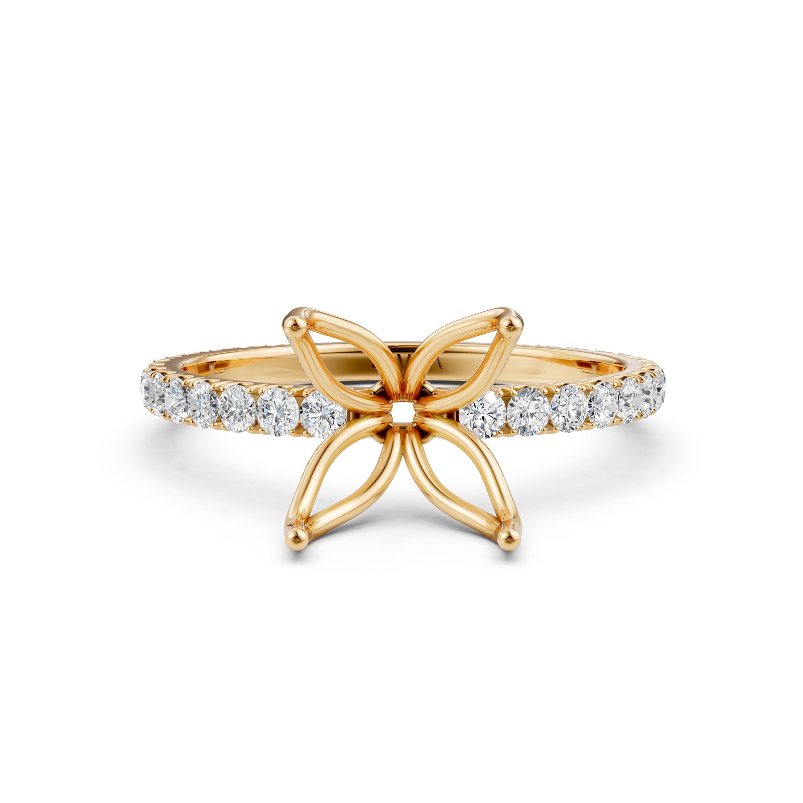 French Pave Set Lab Grown Diamond Semi Mount Engagement Ring 0.50 Ct.