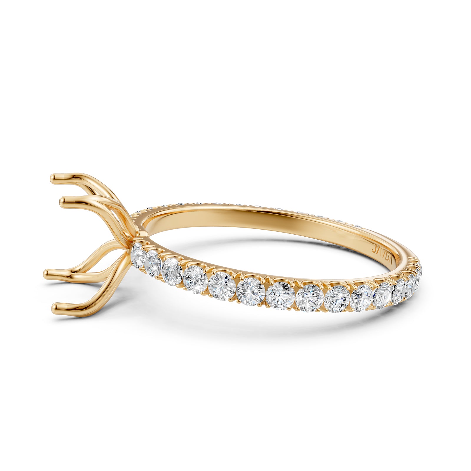 French Pave Set Lab Grown Diamond Semi Mount Engagement Ring 0.50 Ct.