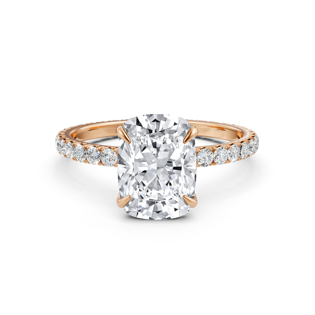 French Pave Set Lab Grown Diamond Engagement Ring 2.50 Ctw.