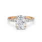 Cushion Lab Grown Diamond French U Cut Pave Set Engagement Ring